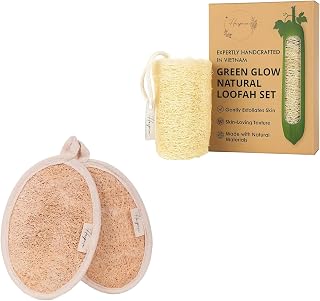 Vietnamese Loofah Sponge Bundle – 5-Piece Exfoliating Body Scrubber Set (3 + 2 Pack) for Men & Women, Handmade in Vietnam