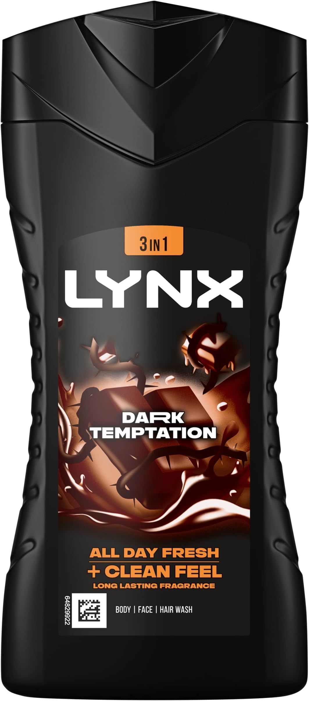 Dark Temptation Body Wash Body Cleanser shower gel with an intense scent of rich chocolate for an all day fresh & clean feel 6x 225 ml