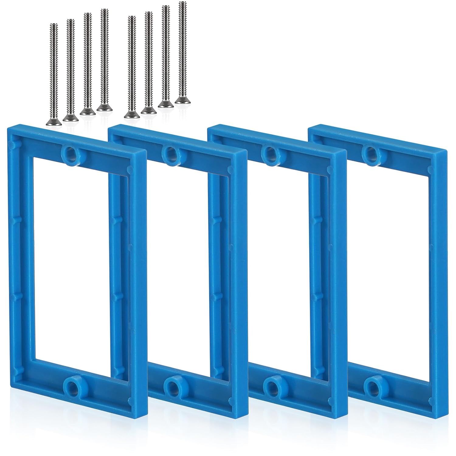 OwnMy 4PCS 1/4" Electrical Outlet Box Extenders, 1 Gang Electric Box Extenders with 8 Screws, Single Gang Receptacle Outlet Extenders for Electrical Box and Power Socket Switch, Blue