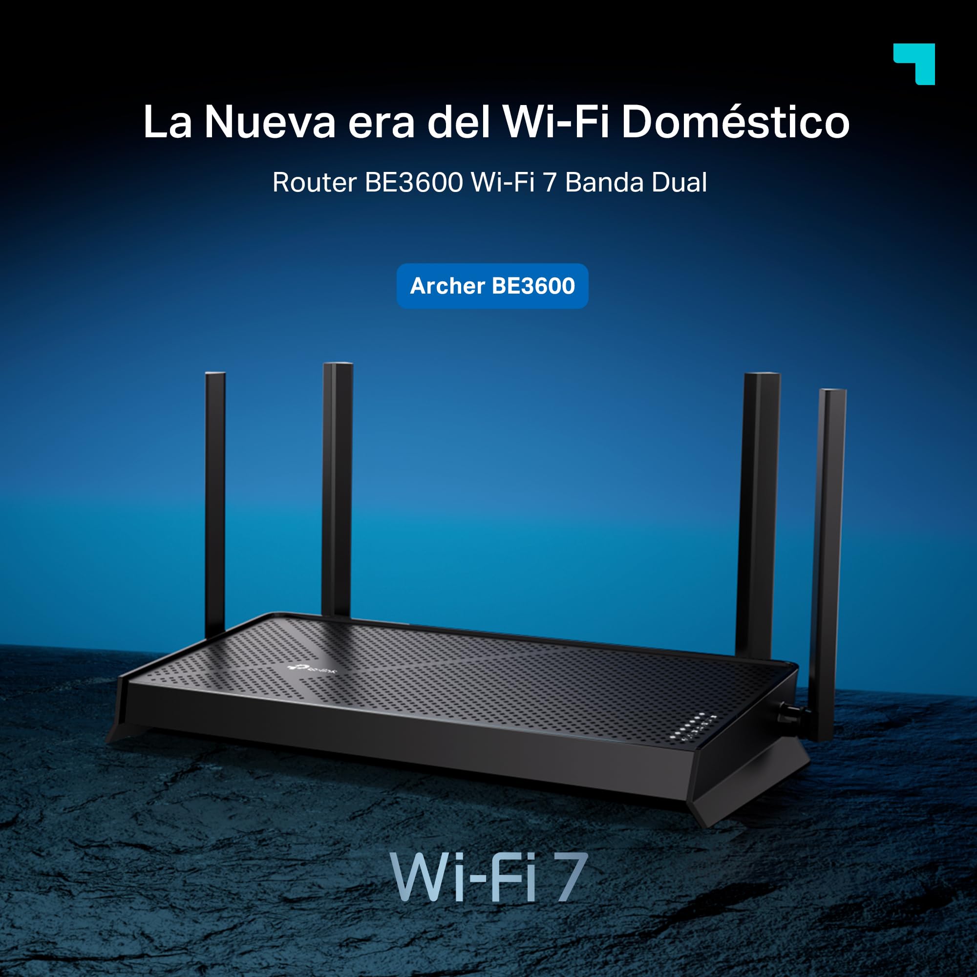 TP-Link Archer BE3600 - Router Wi-Fi 7 AX3600, Doble Banda 3570 Mbps, 2 Puertos 2.5 Gigabit, USB 3.0, EasyMesh, Cliente y Servidor VPN, HomeShield, Router para Hogar y Gaming