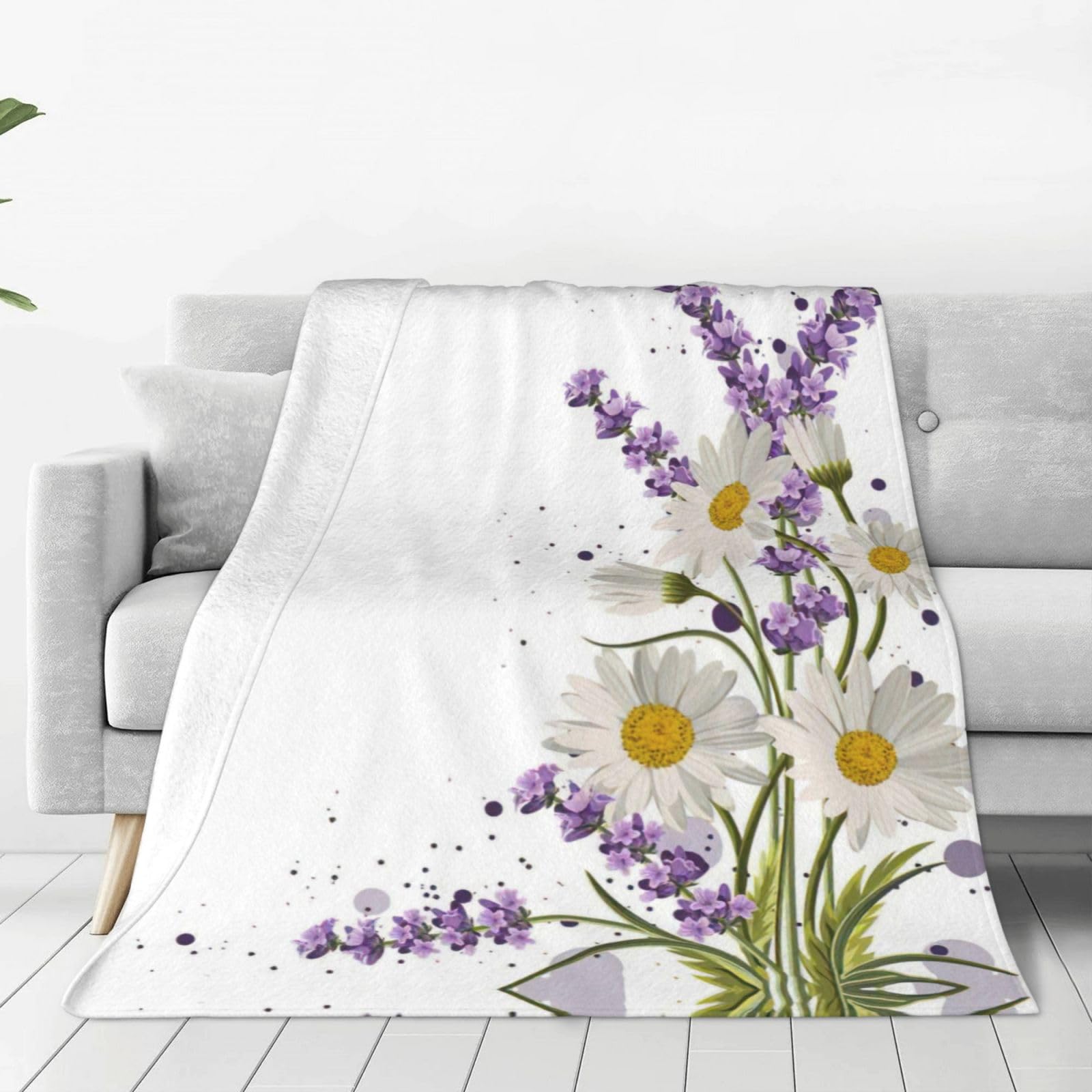 Couverture polaire légère pour lit adulte jeté de canapé imprimé fleuri