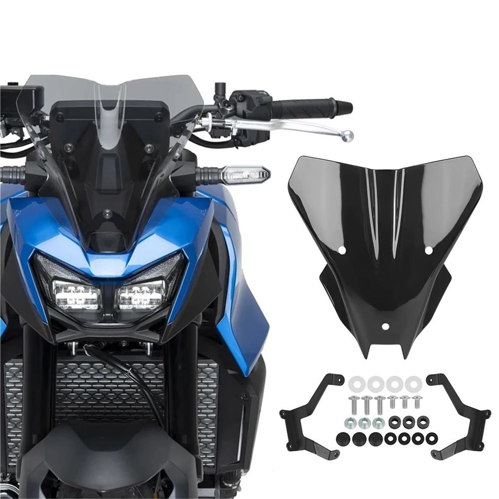 Windschutz Motorrad-Windschutzscheiben Für Für CB750 Für Hornet 2025 2026 Vordere Windschutzscheibe, Windabweiser, Spoiler, Visier Halterung(Schwarz)