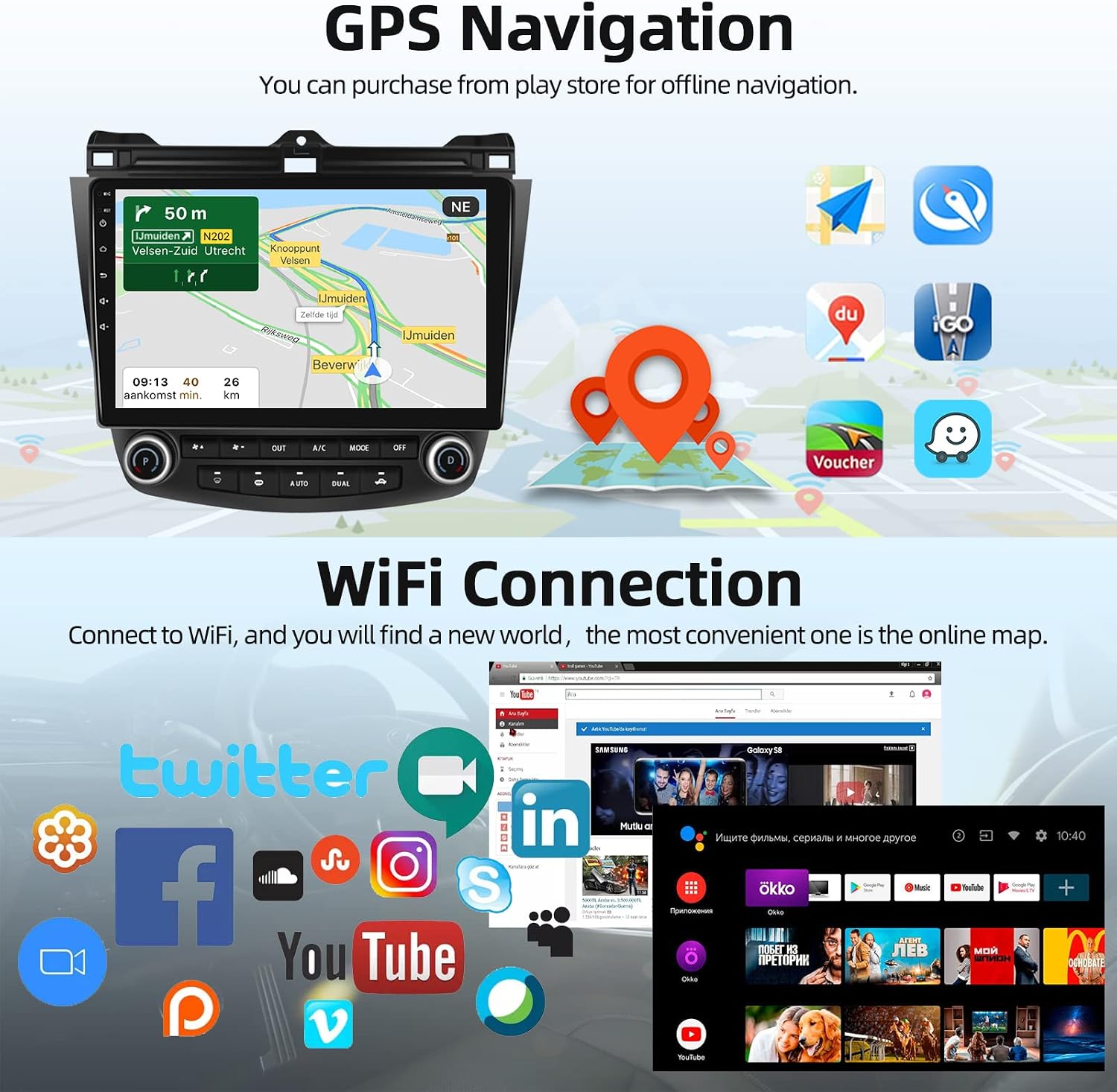 android 11 car stereo for honda accord 7th 2003 2004 2005 2006 2007 car radio with gps navigation 10 1 inch touchscreen car stereo with bluetooth wi