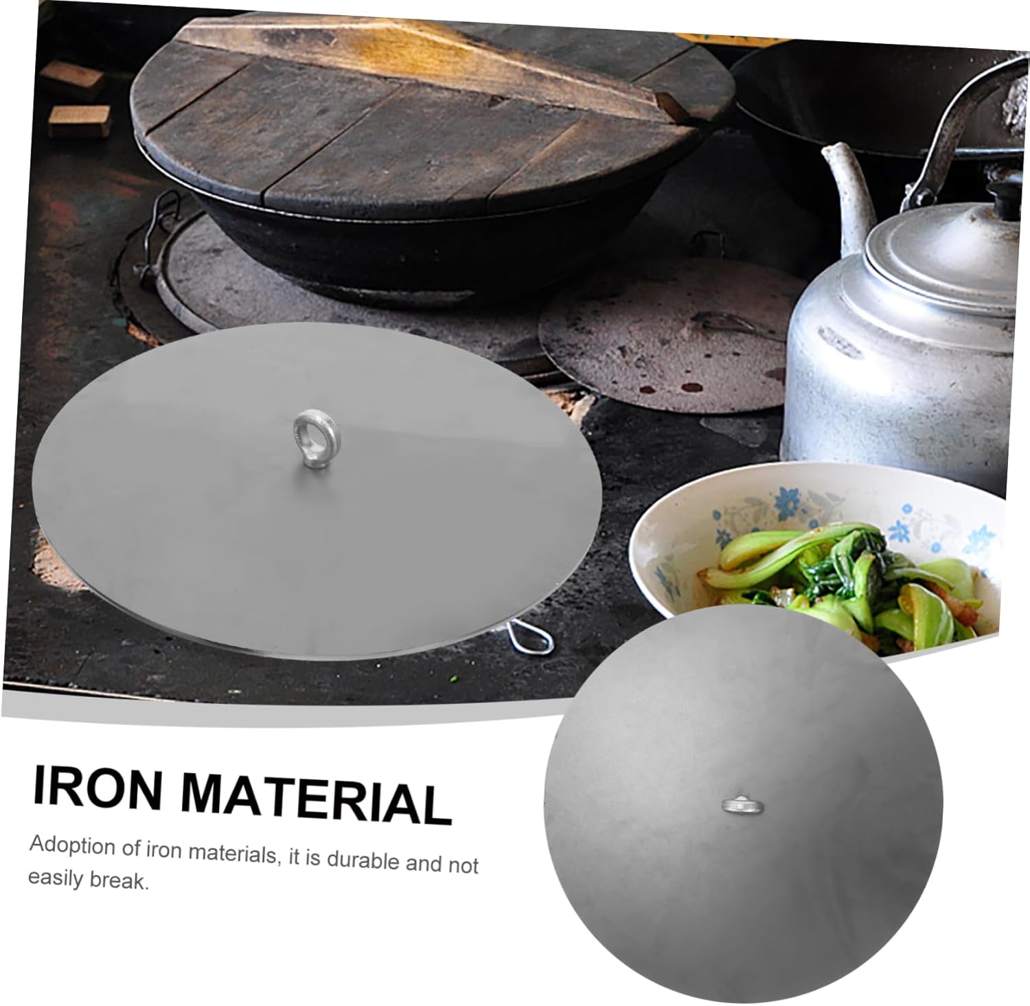Cabilock Heavy Duty Replacement Stove Cover Iron Universal Lid for Burning Stove Heat Resistant Metal Lid Enhanced Durability for Outdoor Cooking and Fire Pits