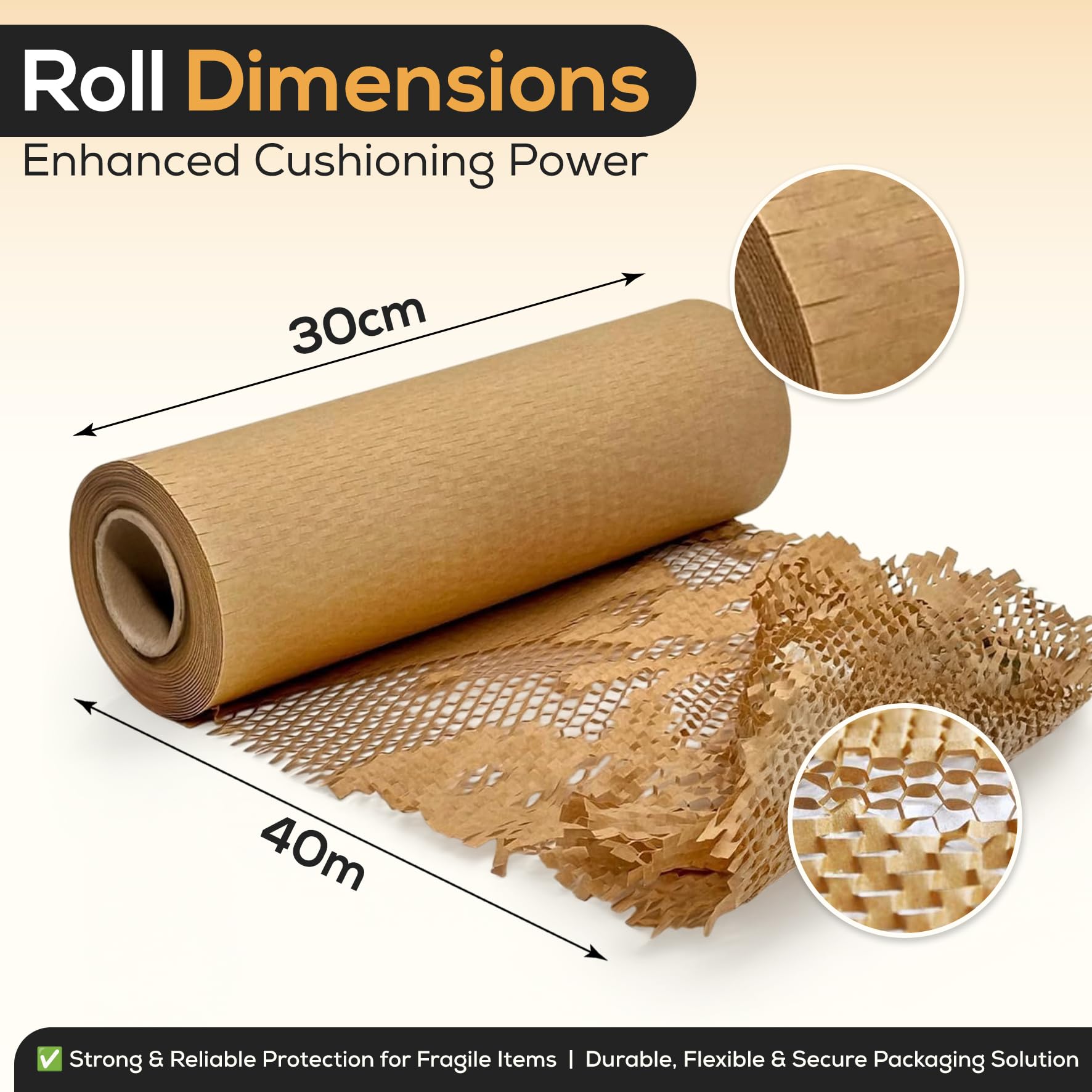 BoxDirect® Honeycomb Packaging Paper Roll 30CM x 40M - Image 3