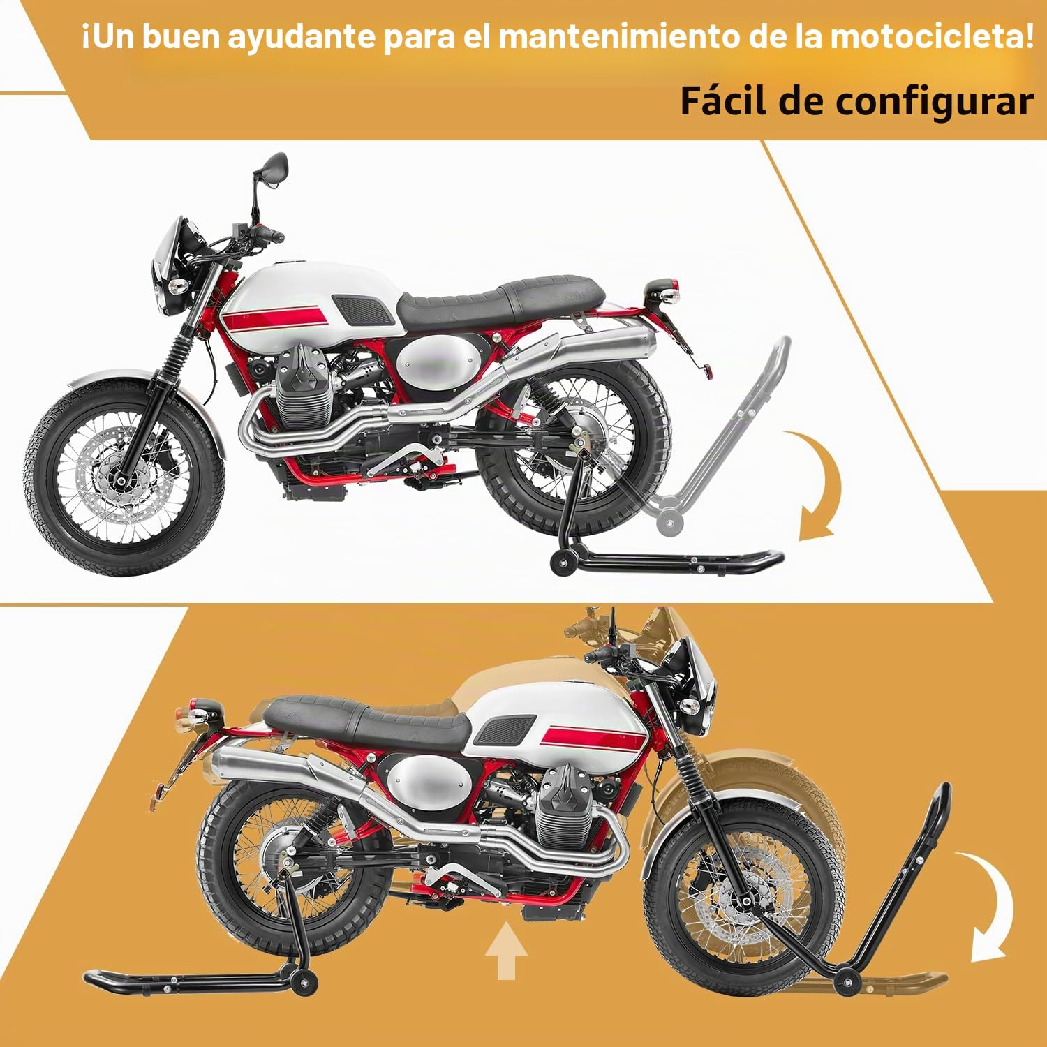 Soporte para motocicleta, elevador de motocicleta, soporte trasero con ruedas dobles, ancho ajustable, trabajos de montaje para motocicletas de hasta 300 kg, estabilidad (negro)