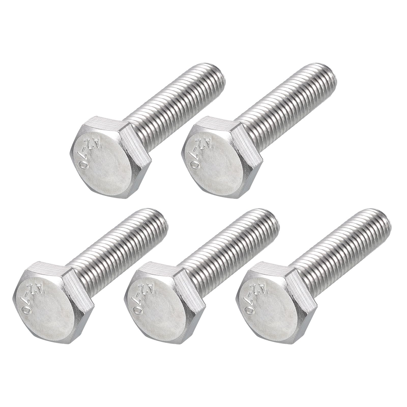 METALLIXITY Hex Bolts (M10-1.5x40mm) 5Pcs, 304 Stainless Steel Coarse Fully Threaded Hex Head Screw Bolt Machine Screws