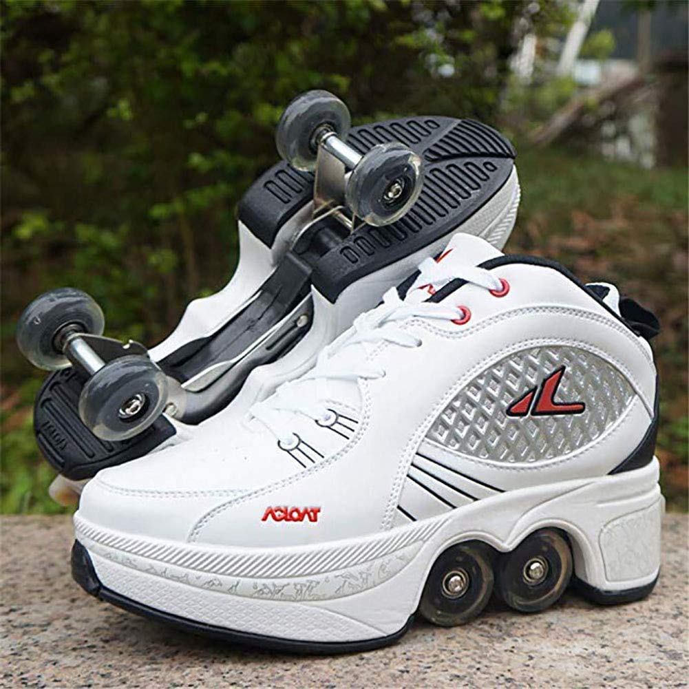 Invisible Pulley Shoes Skates Double-Row in Deform Wheel Pulley Ice  Skates Multifunctional Deformation Quad Skate Roller Skating Outdoor  Sports,36