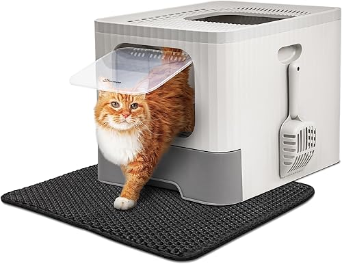 Miniatura 1 de MIU COLOR Caja de arena cerrada para gatos, caja de arena grande cubierta para gatitos con tapa y alfombra, entrada grande Tor entrada profunda