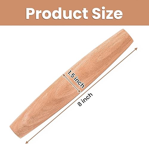 Miniatura 2 de Elsjoy Paquete de 12 rodillos de madera pequeños de 8 pulgadas, rodillo de madera antiadherente para hornear pasteles, galletas, pasta, albóndigas