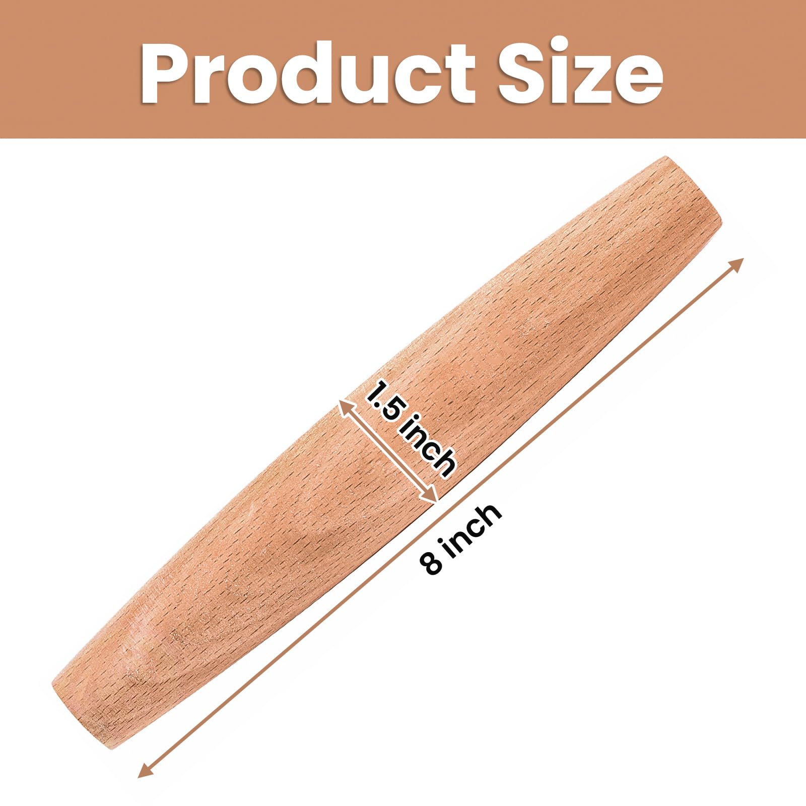 Elsjoy 12 Stück Französische Teigroller aus Holz, 20,3 cm, natürliches Buchenholz, konischer Rollstift zum Backen von Kuchen, Keksen, Nudeln, Knödel, Antihaft-