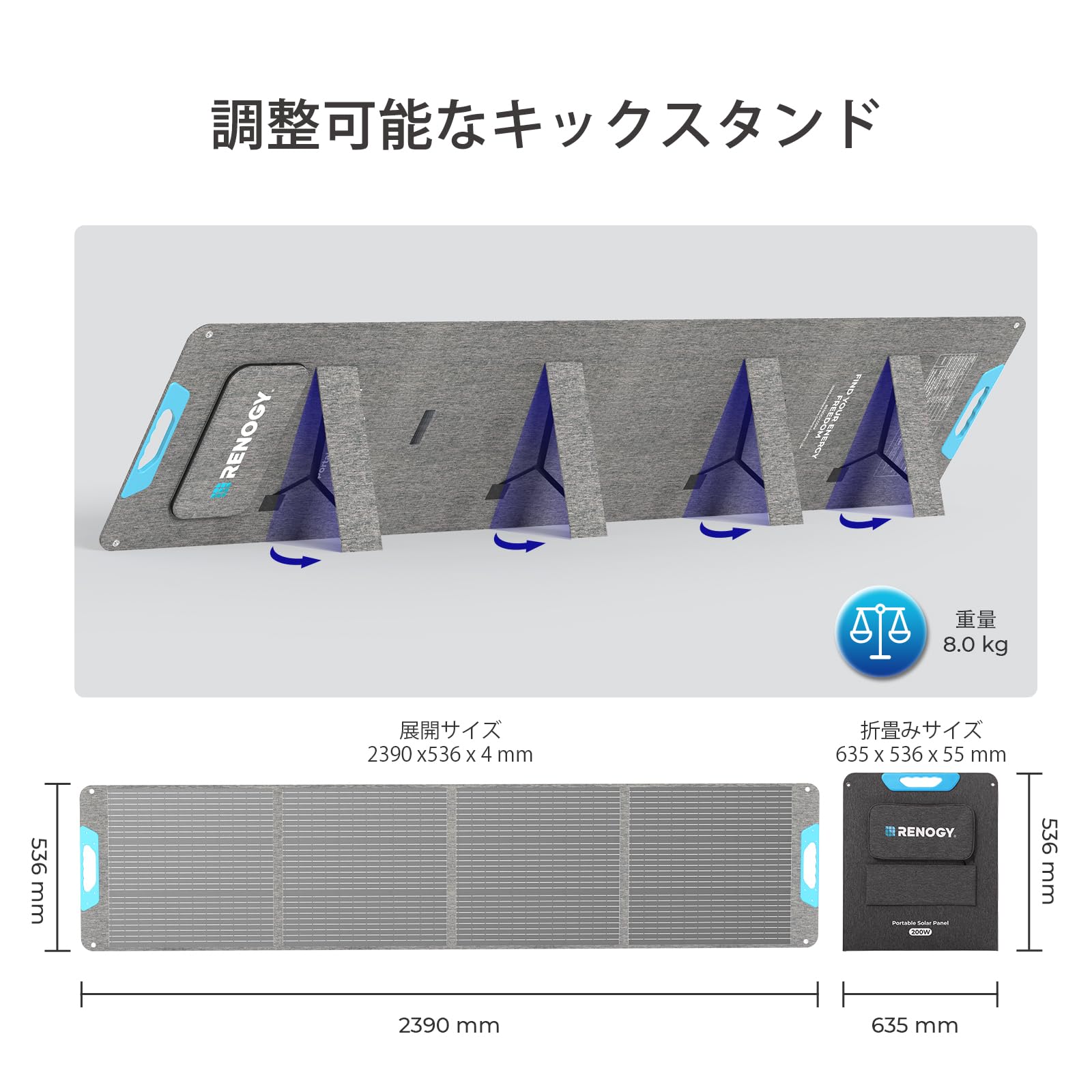 Amazon | RENOGY 200W E.FLEXシリーズ 折りたたみポータブルソーラー