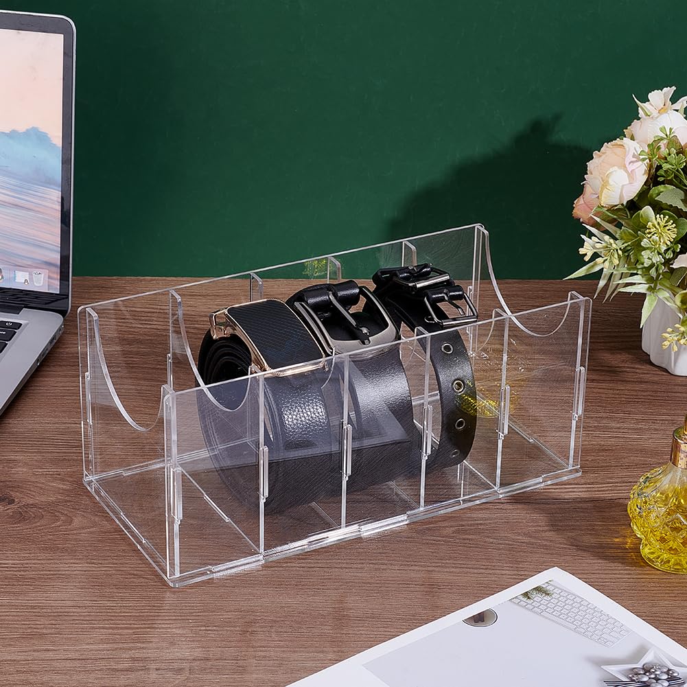 UNICRAFTALE Organizzatore per cintura in acrilico espositore con 5 scomparti contenitori trasparenti per orologi cravatte gioielli e accessori per armadio