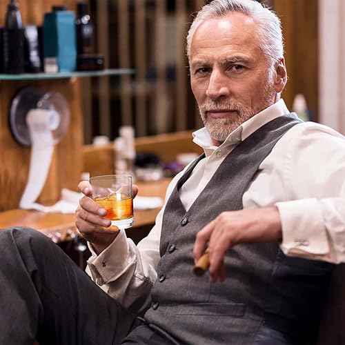 Miniatura 7 de Juego de 6 vasos de whisky, vasos de cóctel de vidrio antiguo de 10 onzas, vasos de vidrio transparente para whisky bourbon, jugo de ron escocés,