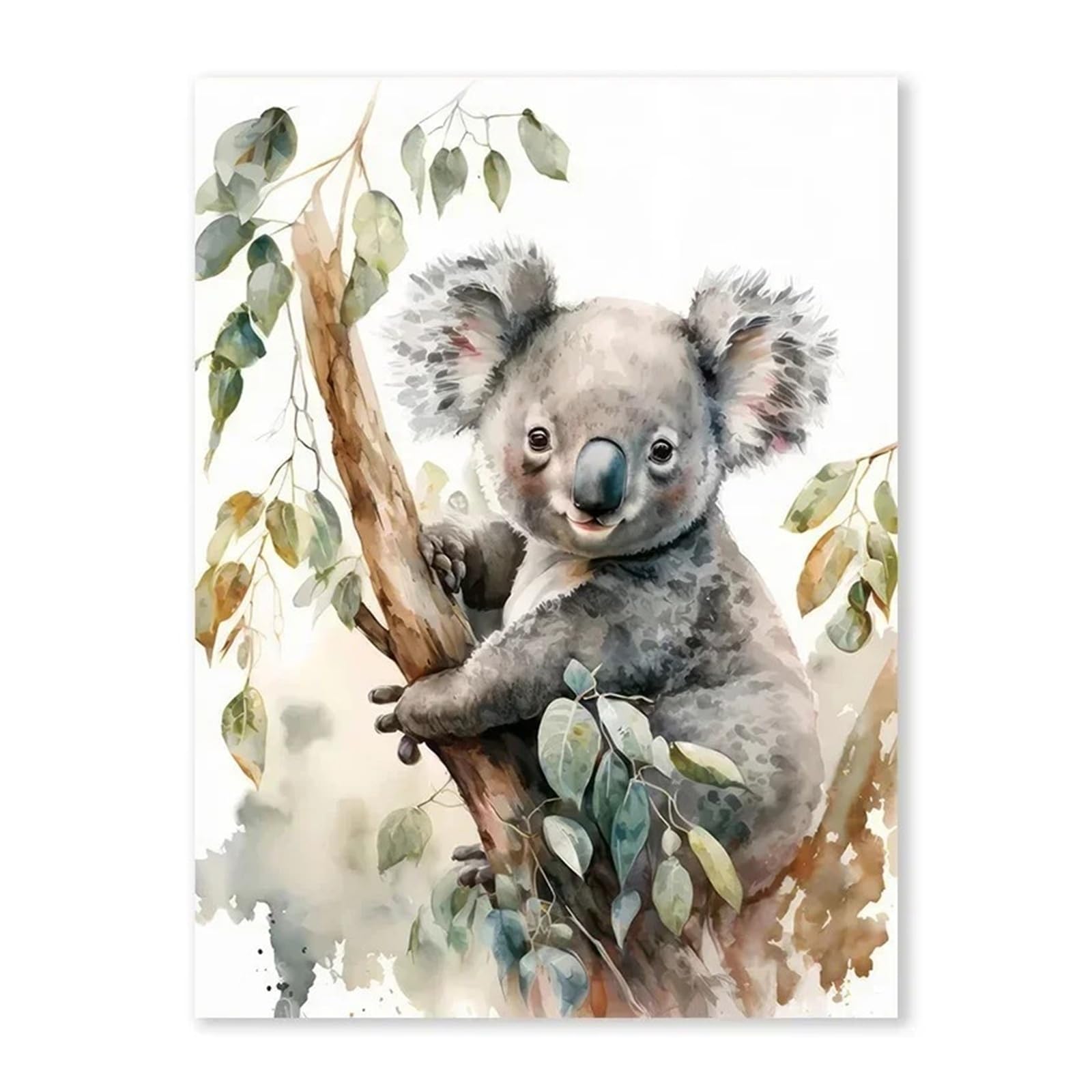 XENITE Wall Art Canvas Prints Elephant Panda Tiger Koala Cat Cartoon Animal Watercolor Posters Nursery Canvas Painting Wall Art Print Pictures Baby Room Decor(C,40X50cm)