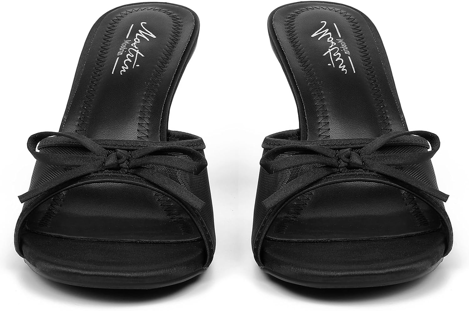 Mostrin Kitten Heels for Women Round Toe Heels With Bow Vintage Mules Sexy Slip on Stiletto Backless Sandals for Party Daily - Image 5