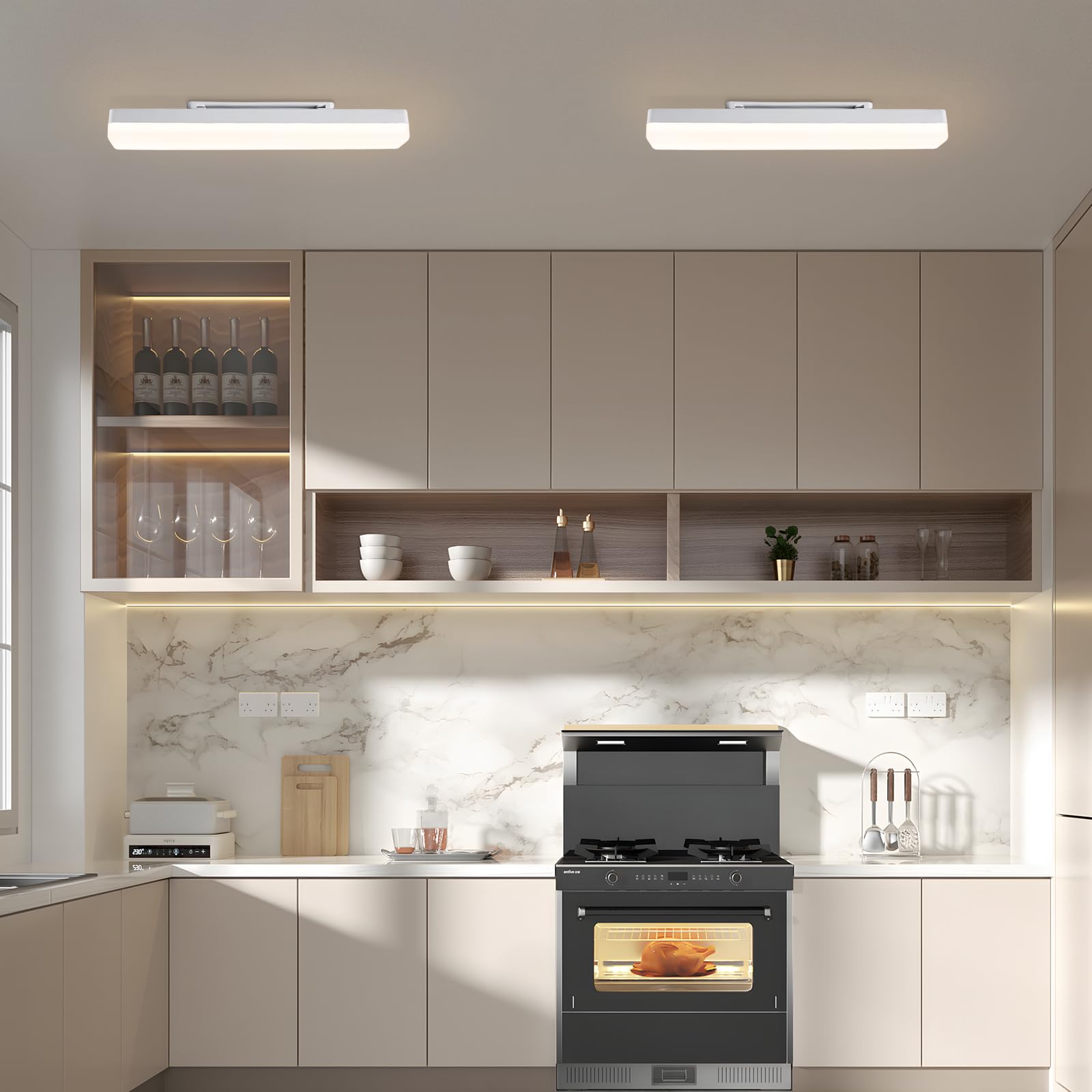 CBJKTX lampa sufitowa led 40cm oświetlenie sufitowe 18W ‎1620LM IP20 oprawa odporna na wilgoć led IP66 lampa łaty led naturalna biel 4000K do garażu warsztatowe biura sklepu pomieszczeń