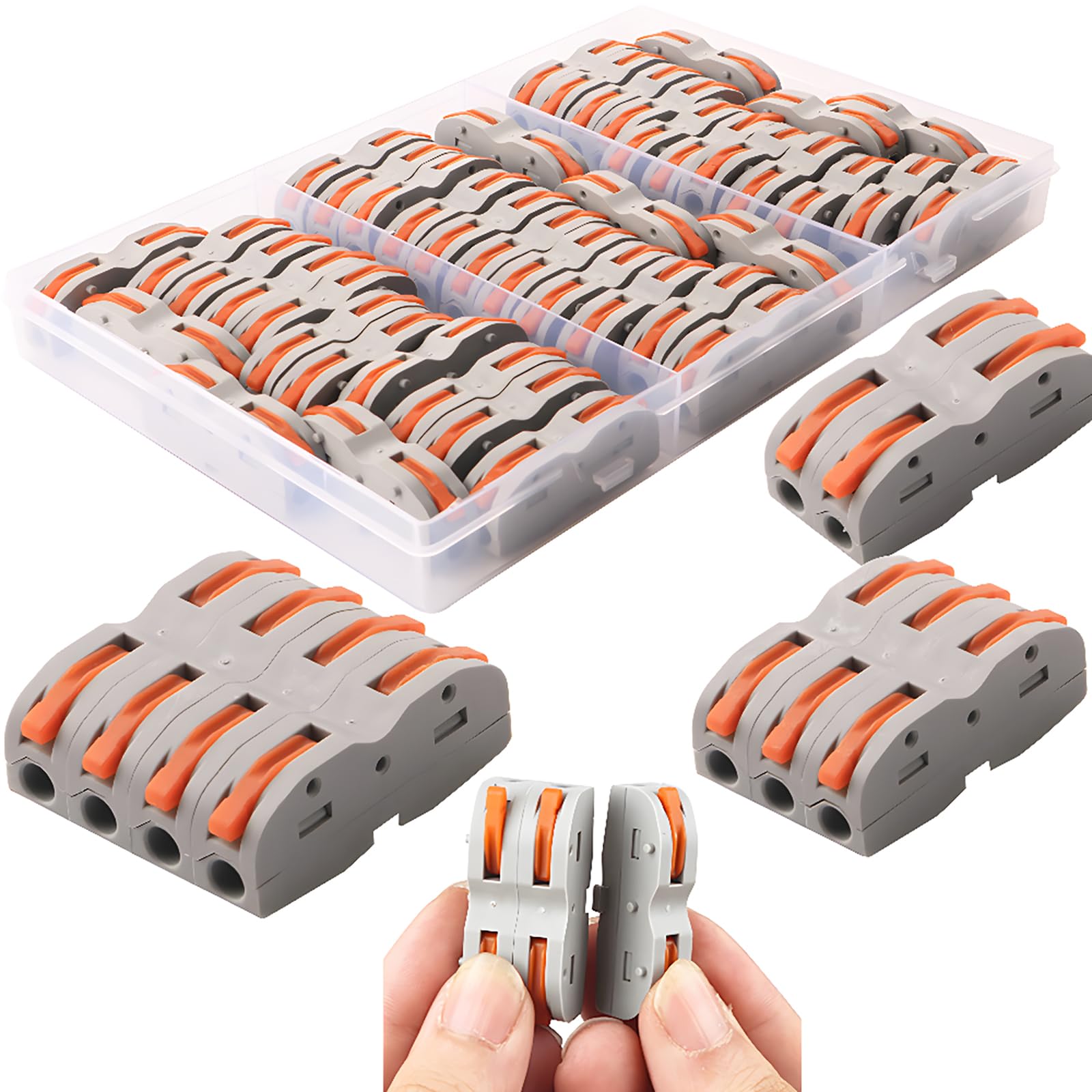 Hendelmoerconnector, CESFONJER 42stuks geleiders compacte draadconnectoren, SPL-1 een-op-een snel aansluitblok splitsingstype multifunctioneel zachte en harde draad universeel vrij worden gecombineerd