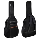 NAGAN Acoustic Guitar Bag 0&period;5-inch Extra Thick Padding&comma; 40 41 42 inch Gig Guitar Bag&comma; Waterproof Oxford Guitar Case Backpack with Adjustable Shoulder Strap&comma; Back Hanger Loop &lpar;Black & Orange&rpar;