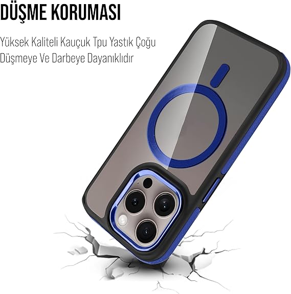 Babilden iPhone 14 Pro İçin Kılıf MagSafe ile Uyumlu Askeri Sınıfta Koruma Sararma Önleyici Çizilmeye Dirençli Sırt Manyetik Telefon Kılıfı (Koyu Lacivert)