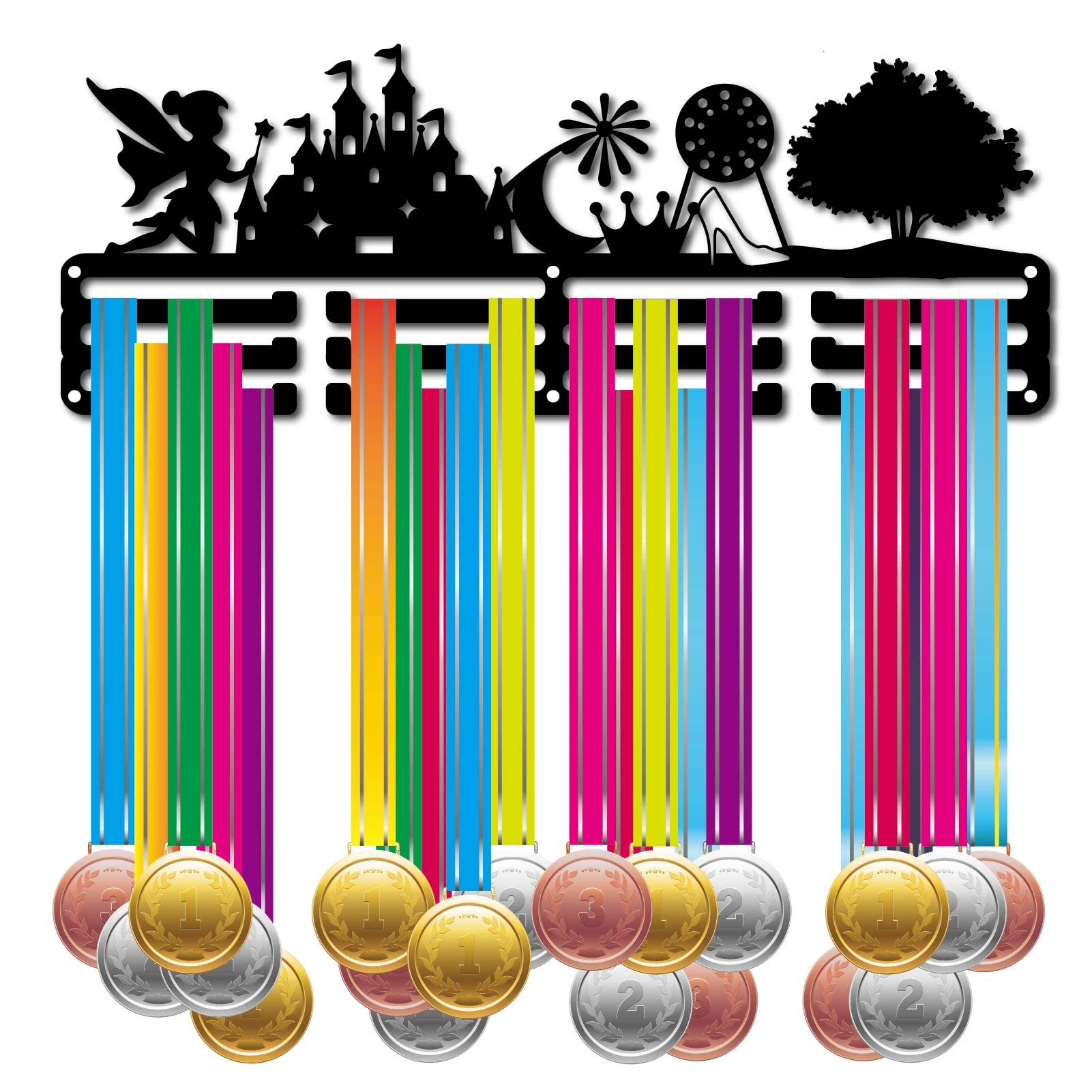 CREATCABIN Soporte Medallas Natación Sincronizada Exhibición Deportivas Colgador Pared Decoración Acero Inoxidable Premio Colgar para Hogar Almacenamiento Atleta Nadador Maratón Más 60 medalla 40x15cm — view 13