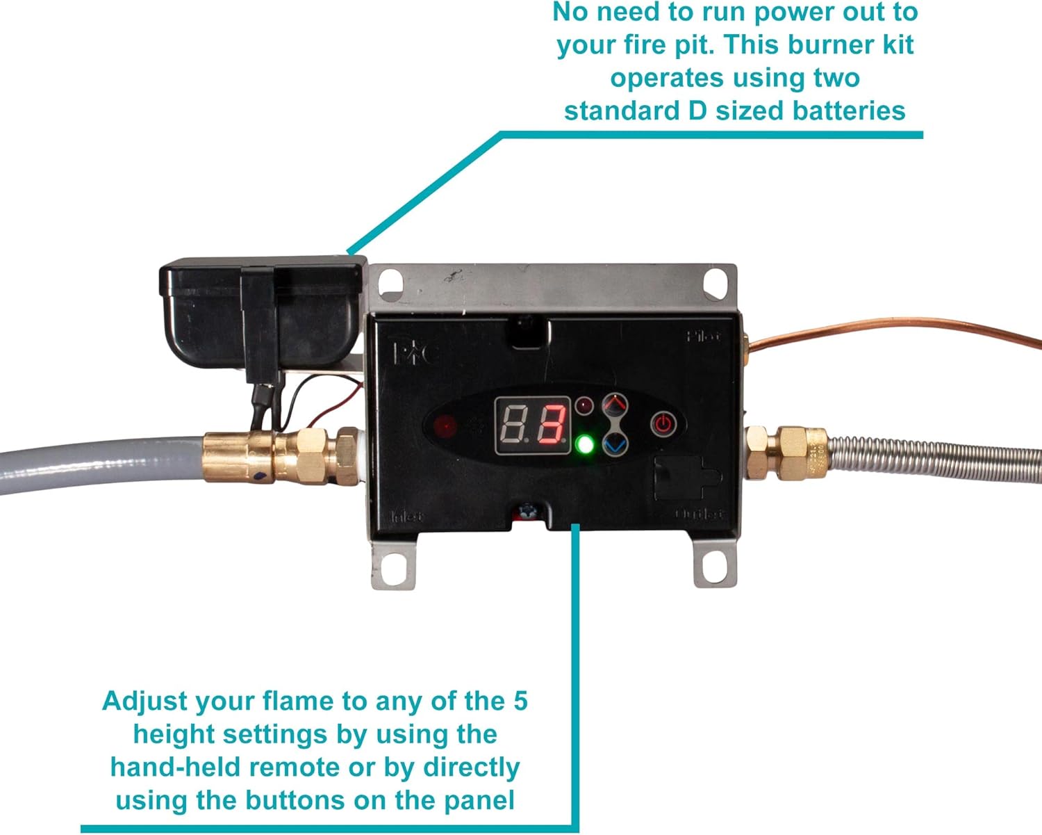 Celestial 30" x 6" Remote Control Fire Pit Burner Kit, Stainless Steel, Electronic Ignition, Natural Gas