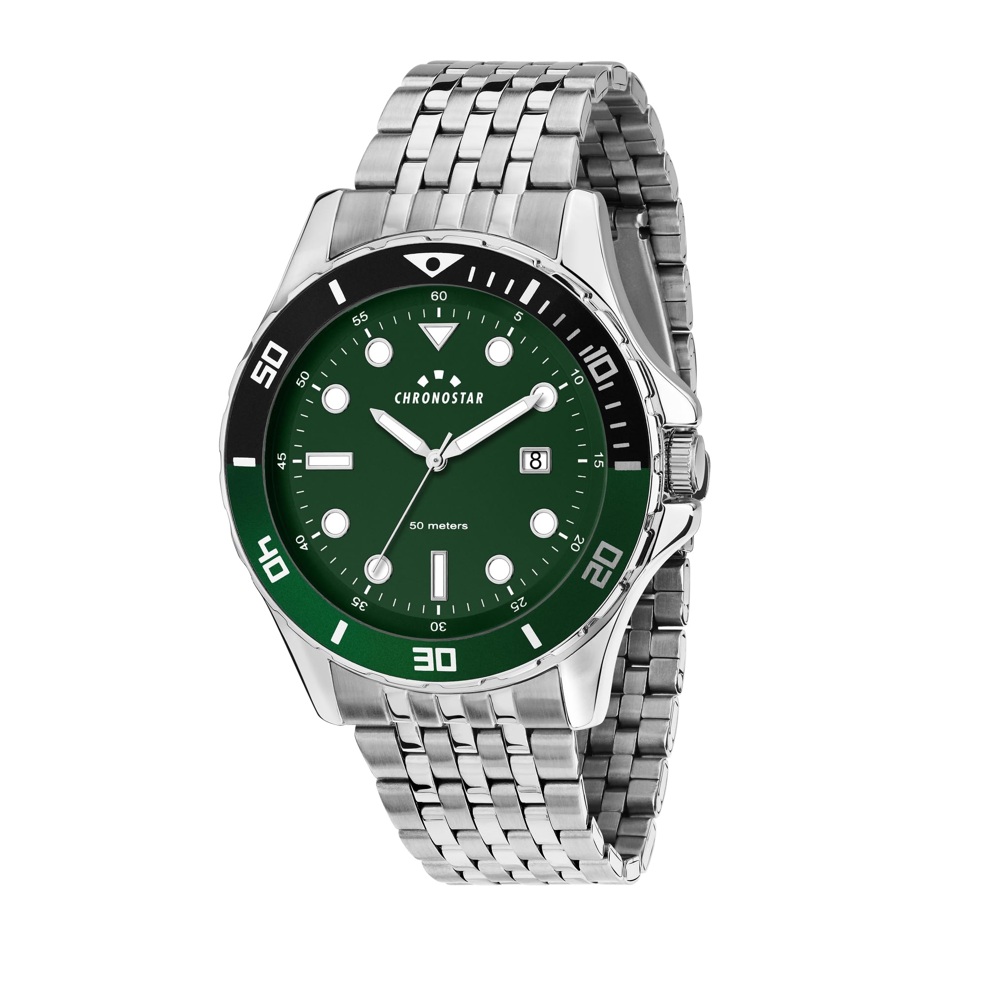 Chronostar Orologio Uomo Captain 2.0, Quarzo Con Data, Cinturino Acciaio, Cassa 43mm, Quadrante Verde R3753318004 - 4