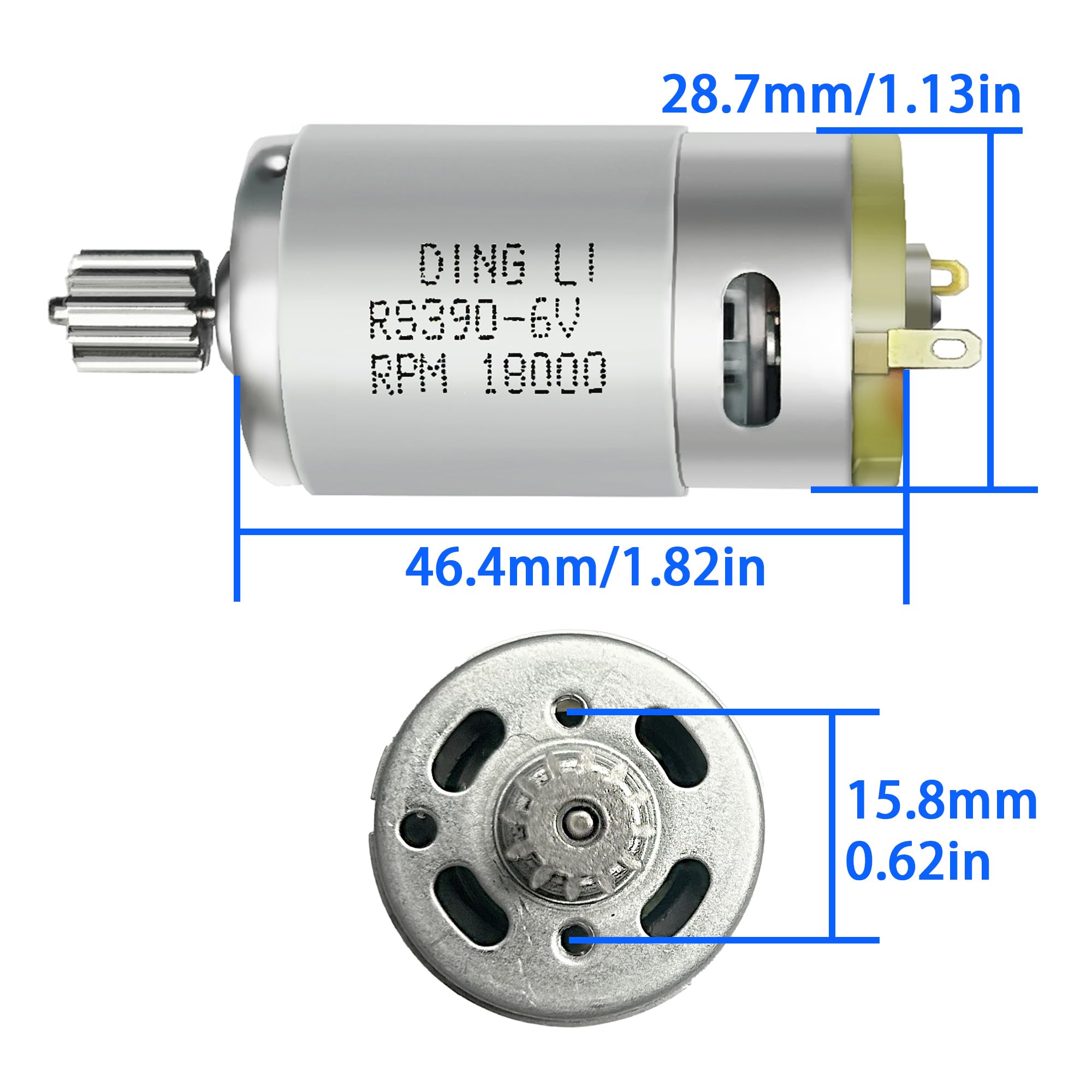 2PCS 6 Volt RS390 18000RPM Motor for Kid's Ride on Toys Car,RS380-RS390 12 Teeth(12 Pinion) 6V Electric Bike Motor Upgrade Replace Accessories Parts (6V RS390 18000RPM) - Image 3