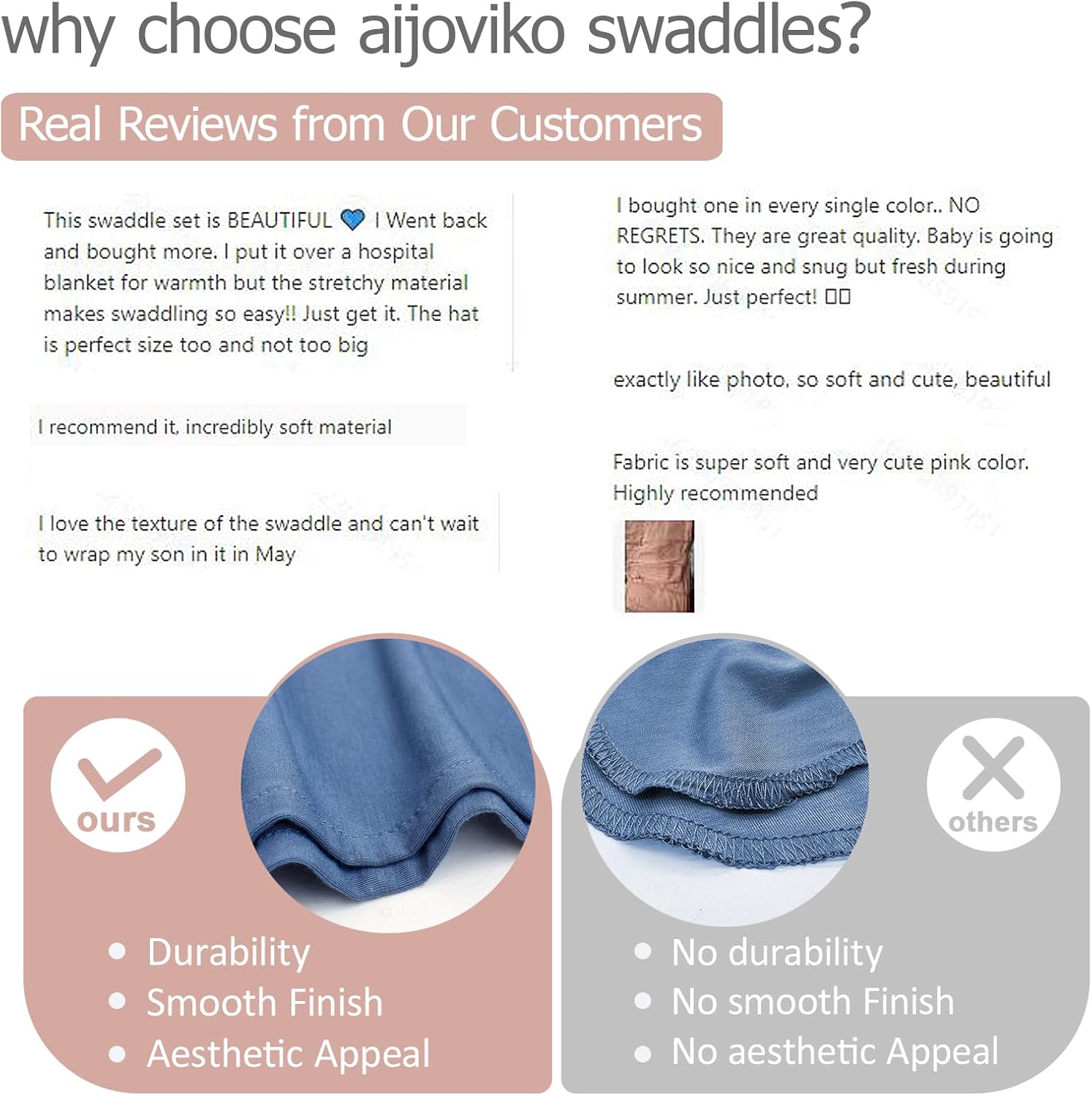 Newborn Swaddle Blanket with Hat Set Baby Swaddle Set Hospital Receiving Blankets for Girls Boys(Steel Blue,35"*35") - Image 6