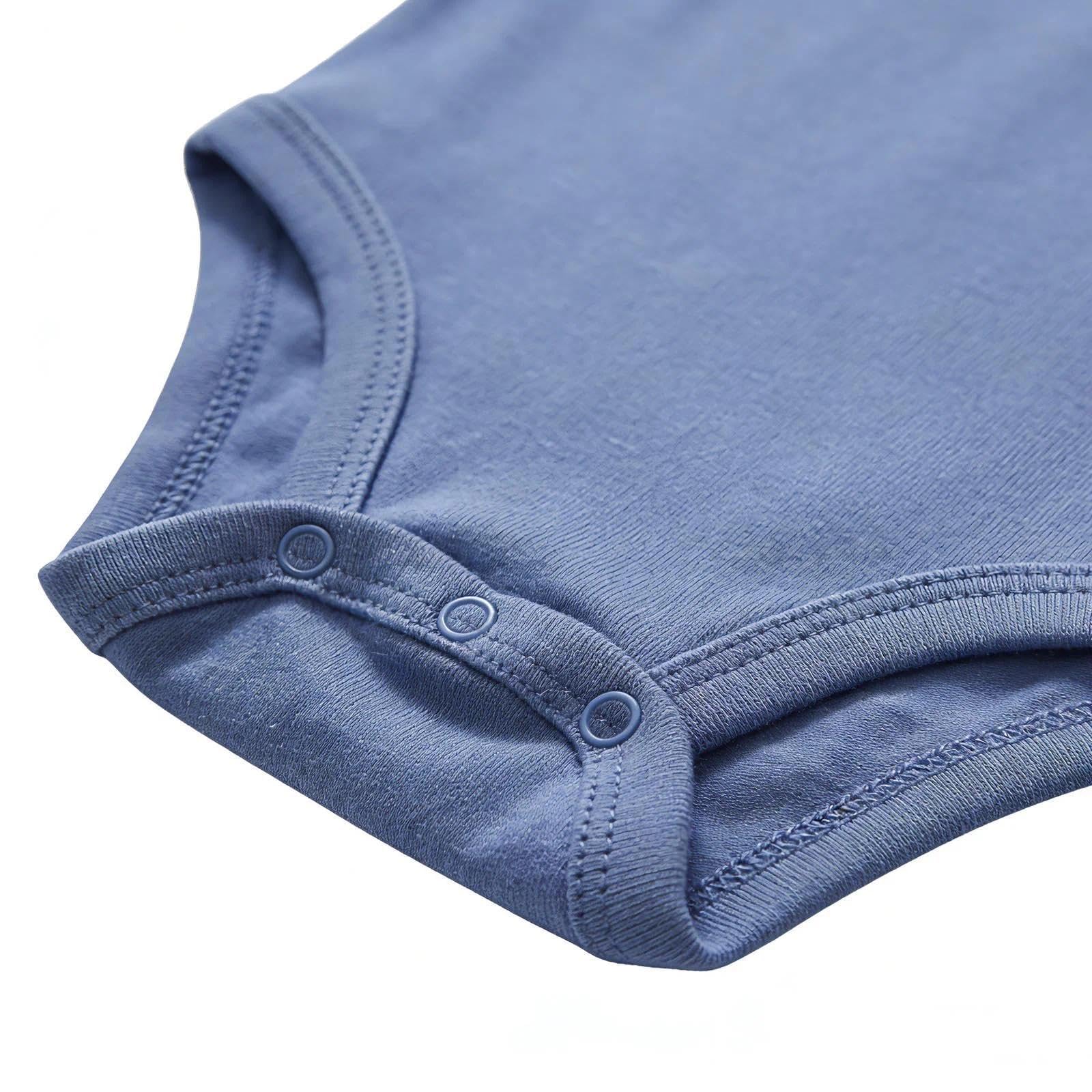 Bodis de algodón de manga corta con cierre a presión, diseño de estampado, mamelucos acanalados para uso diario, ropa de verano — view 6