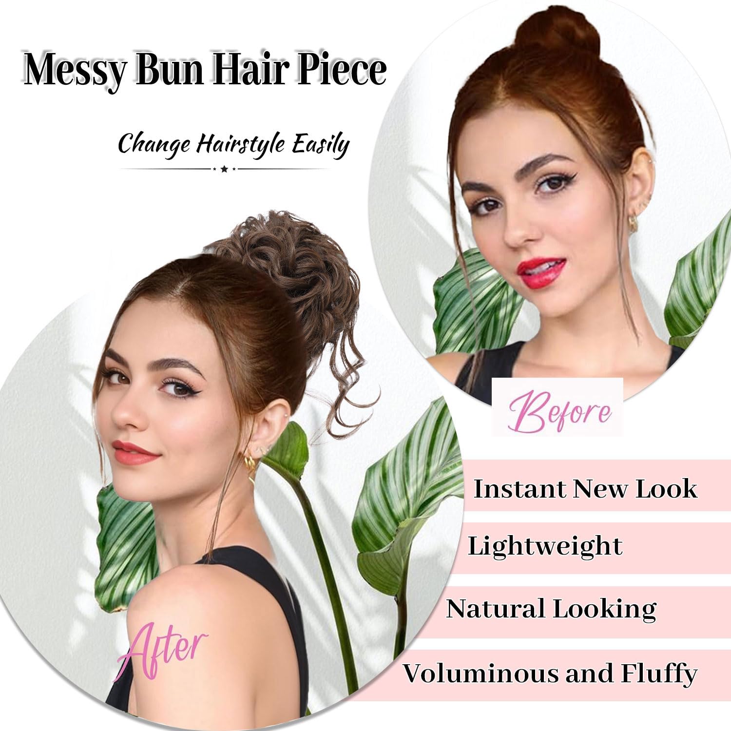 5 PCS Messy Bun Scrunchies Curly Wavy Messy Bun Hair Pieces for Women Hair Scrunchie HAIR Updo Accessories - Natural Brown - Image 4