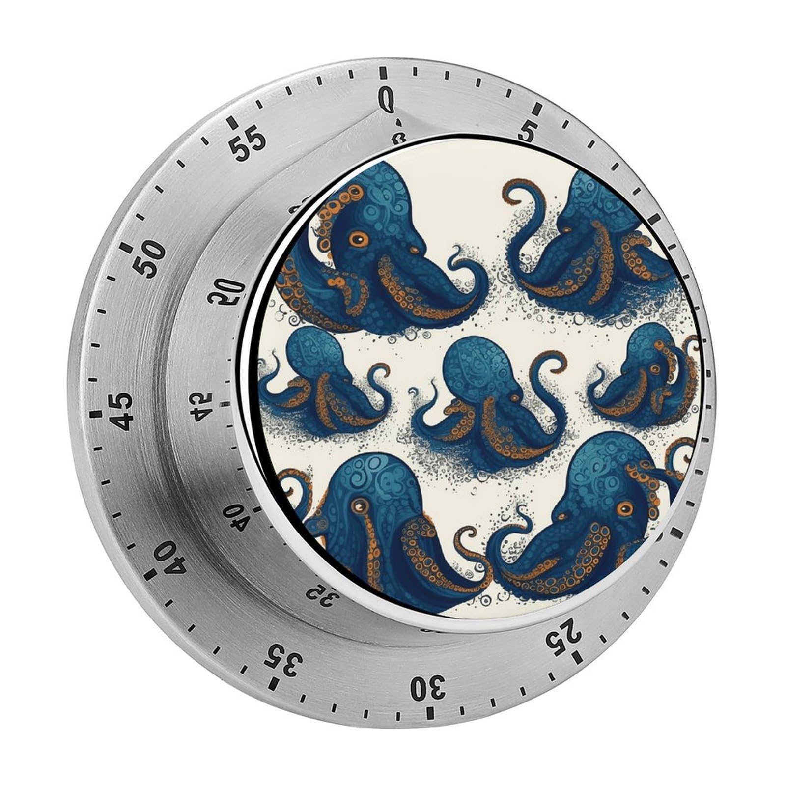 Tentacles Octopus Timers Exquisite Stainless Steel Mechanical Kitchen Timer with Loud Alarm Magnetic Manual Countdown Timer Wind Up Cooking Timer Clock for Home Study Cooking