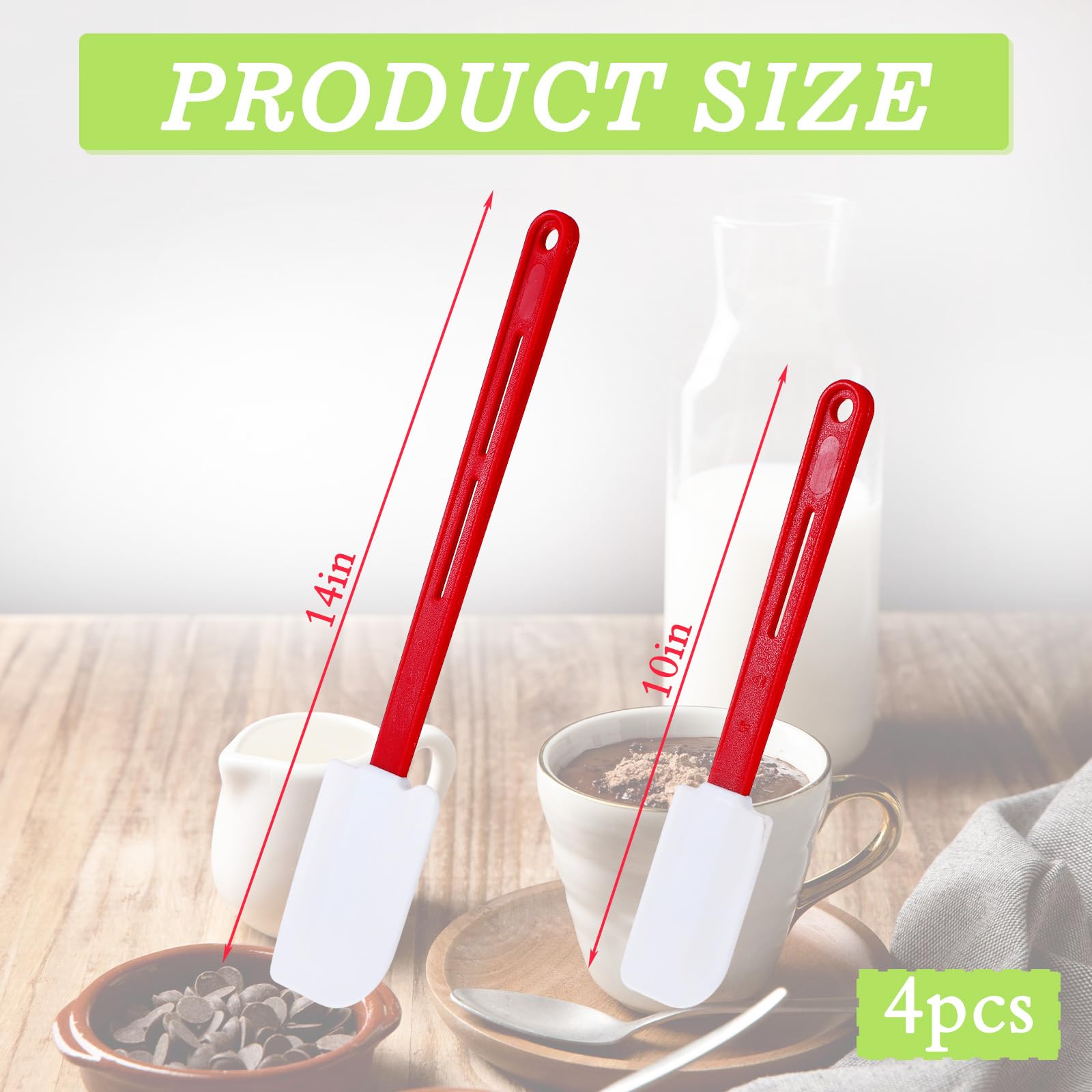 4 Pcs High Temp Silicone Spatulas Heat Resistant Rubber Spatula Commercial Silicone Scraper with Handle for Kitchen Cook Baking Mixing Utensil, Dishwasher Safe (10 Inch,14 Inch)