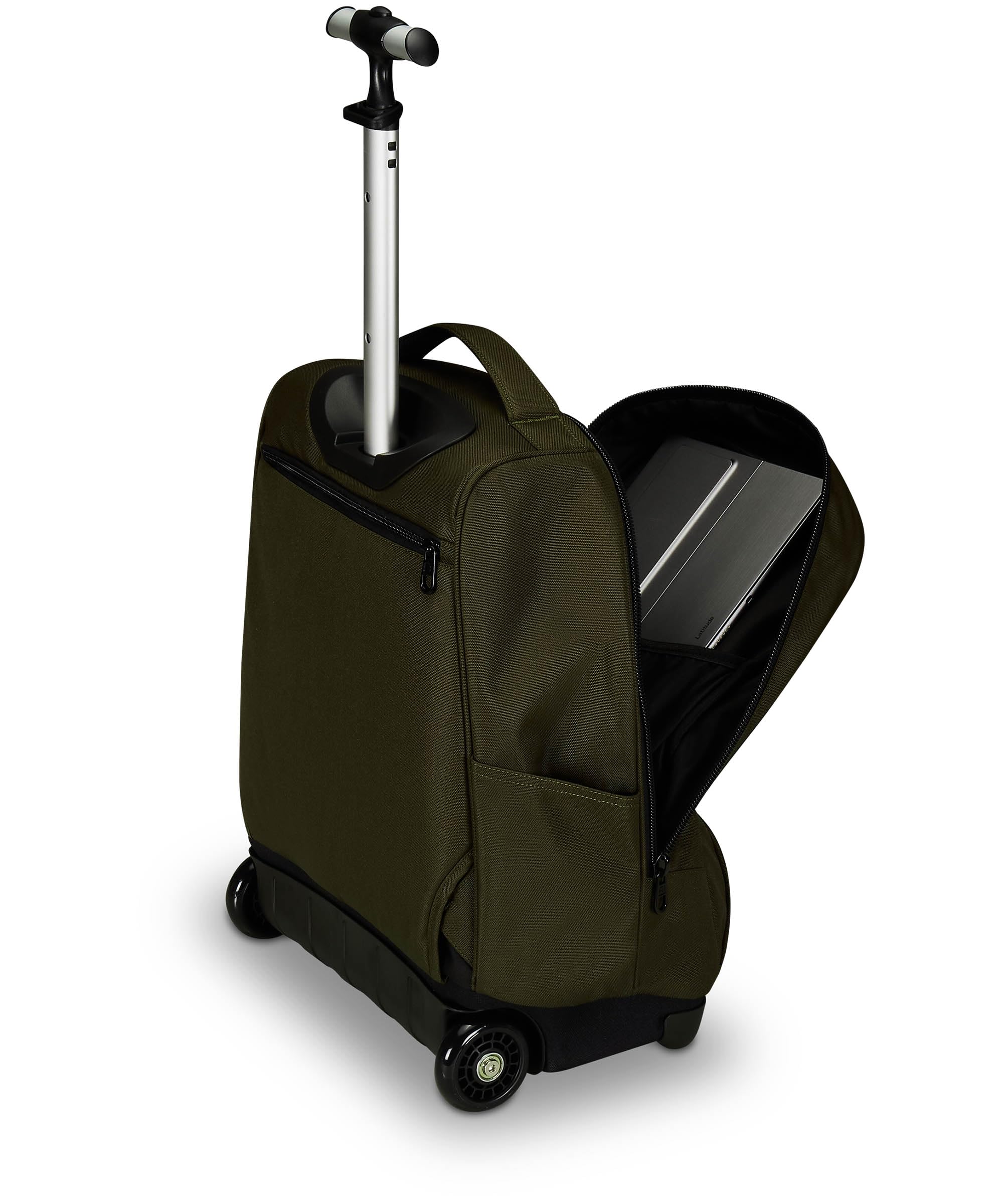 Invicta Trolley Scuola Benin Solid, Verde Militare, 2 in 1, Con Spallacci Uso Zaino, Tasca porta Borraccia e Porta Laptop, Scuola & Viaggio, Ragazzi