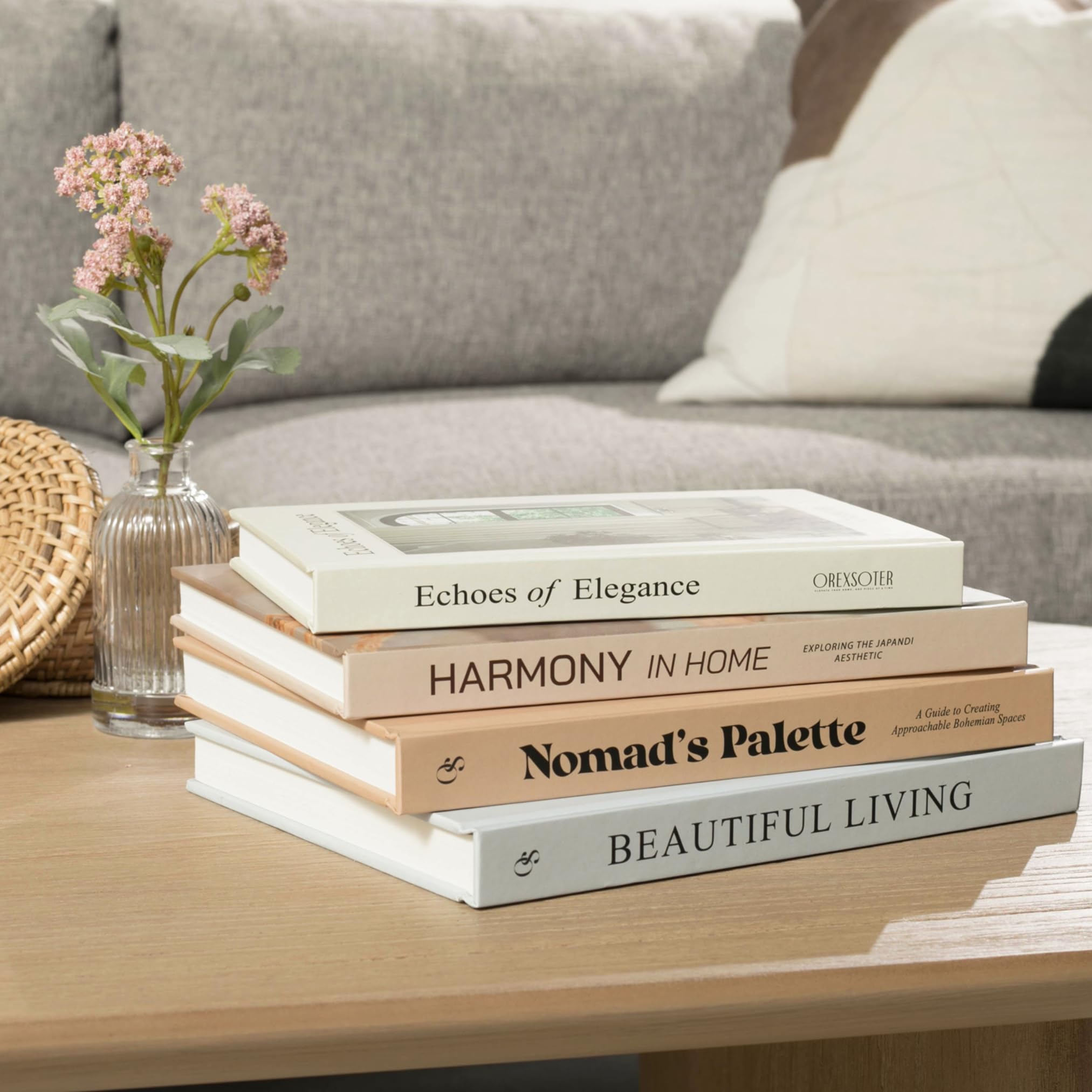 Decorative Books for Home Decor Set of 4 Large Faux Decoration Coffee Table Books Hardcover Aesthetic Book Nook Mantel Accent Modern Bookshelf Styling Entry Table Display Stackable Neutral Tones