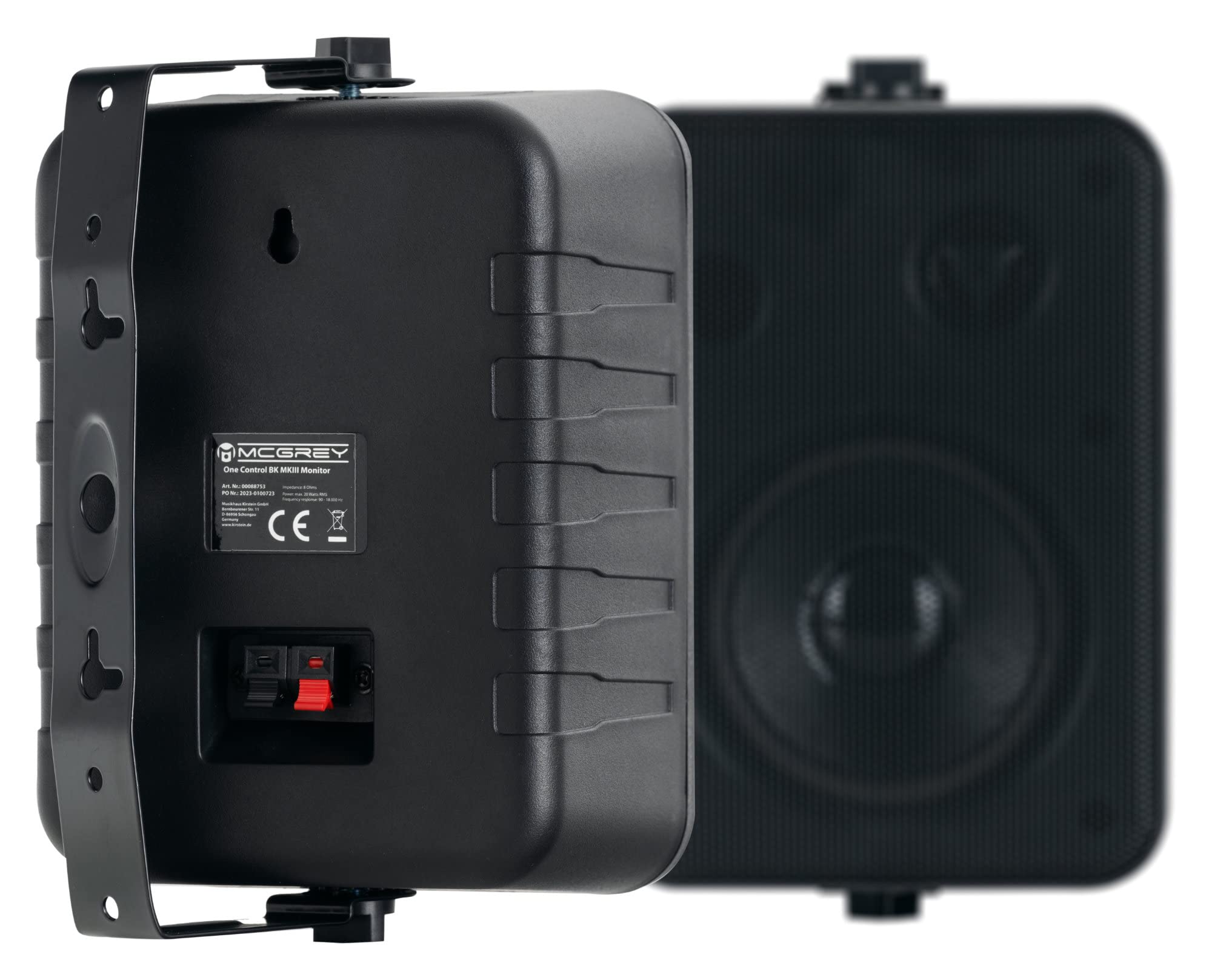 McGrey One Control BK MKIII Lautsprecher 4 Paar - Kompakt-Boxen für Installation, Studio oder HiFi - 10 Watt RMS - 4" Woofer, 0,5" Hochtöner - Inkl. Montagebügel zur Wandbefestigung - Schwarz