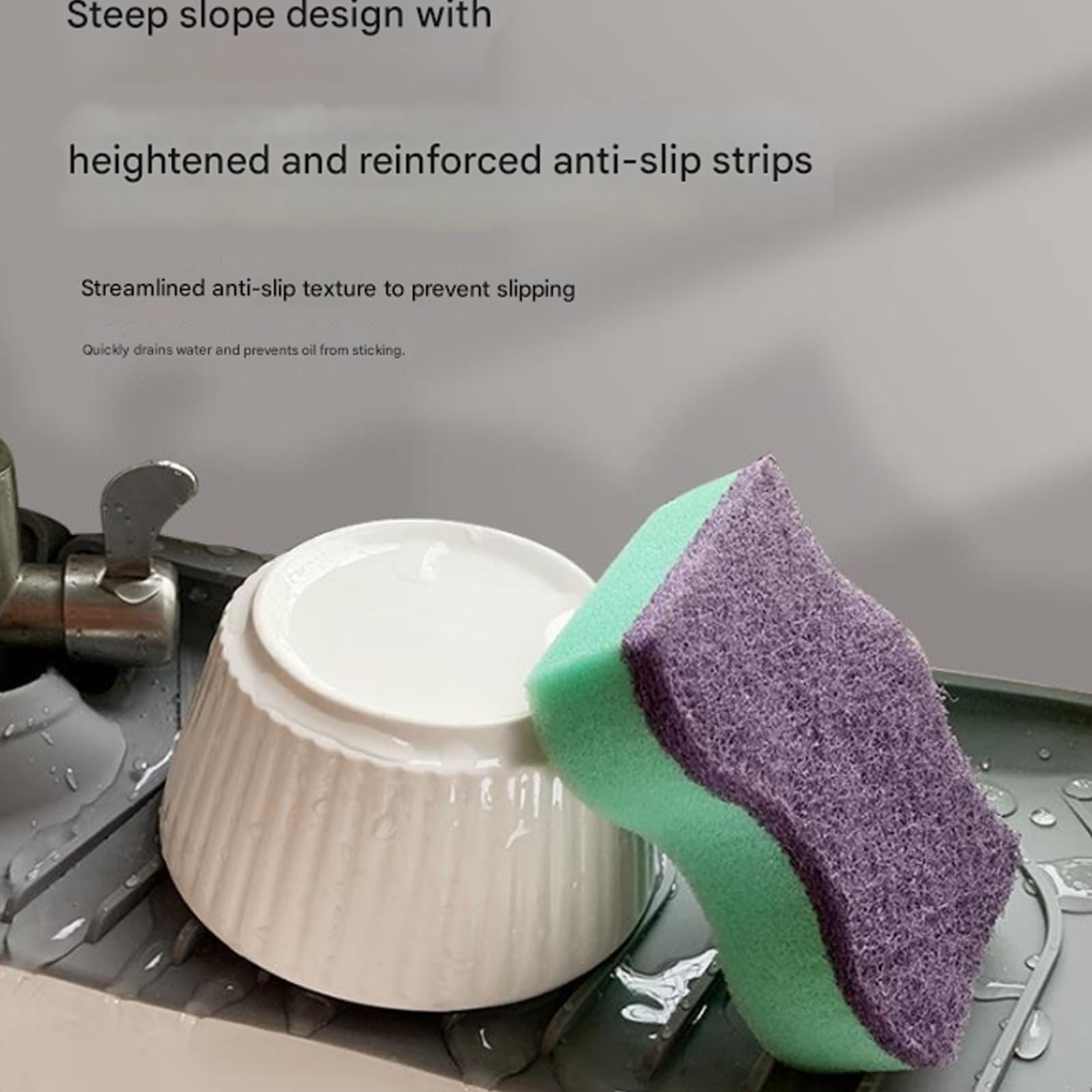 Almohadilla de lavabo resistente a salpicaduras construida con excelente silicona para una fácil limpieza y uso multiusos en la cocina, accesorio antisalpicaduras para fregadero