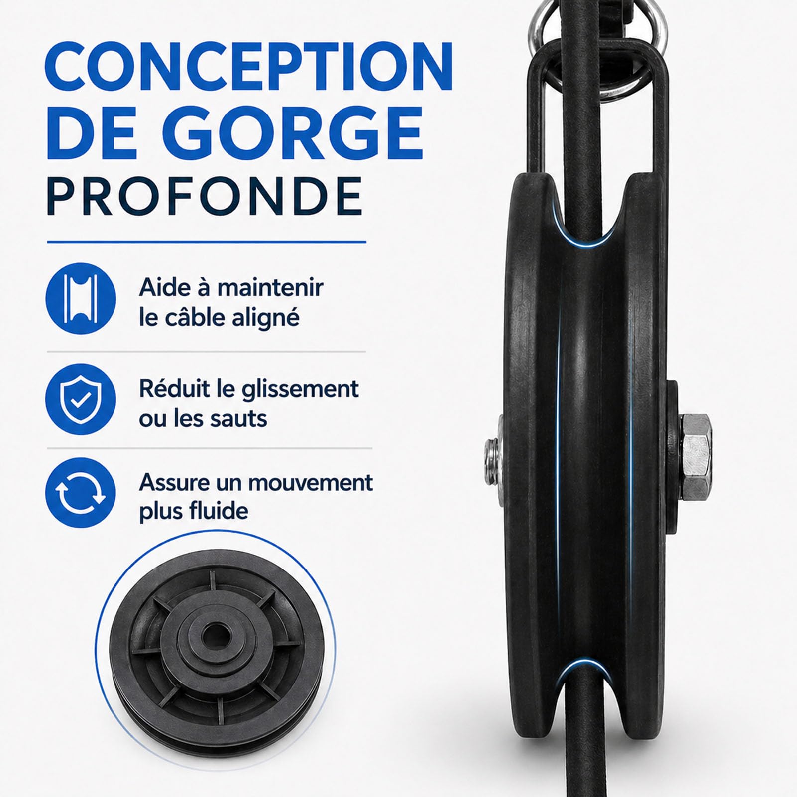 Poulie Musculation 90mm Lot de 6 Poulies Câble Fitness Machine avec Roulement (Remplacement Silencieuse Plastique Résistant Home Gym)