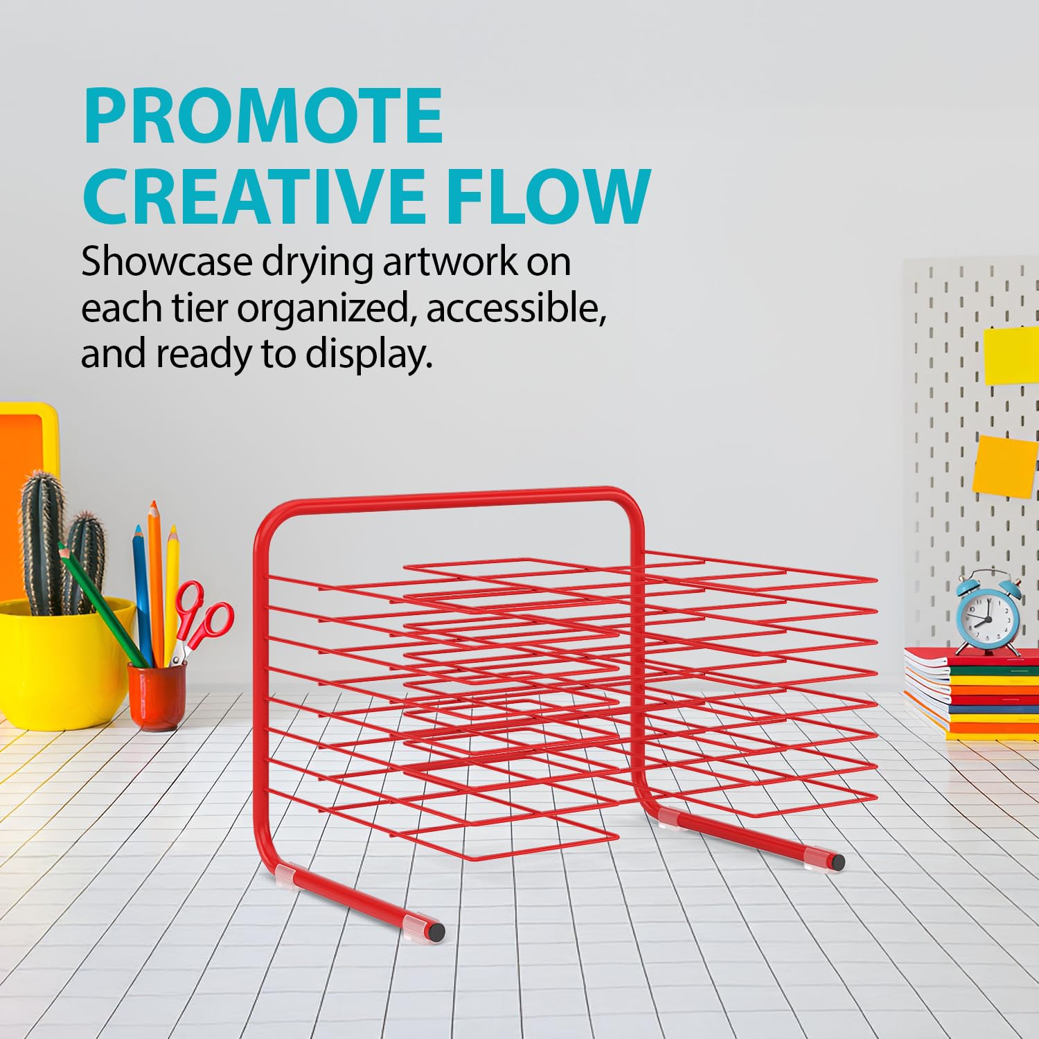 Art Drying Rack – No Assembly Required, Durable Arts and Crafts Organizer for Home and School, Kids’ Art Storage Rack, Metal Painting Organization and Storage for Arts, Crafts & Drawings