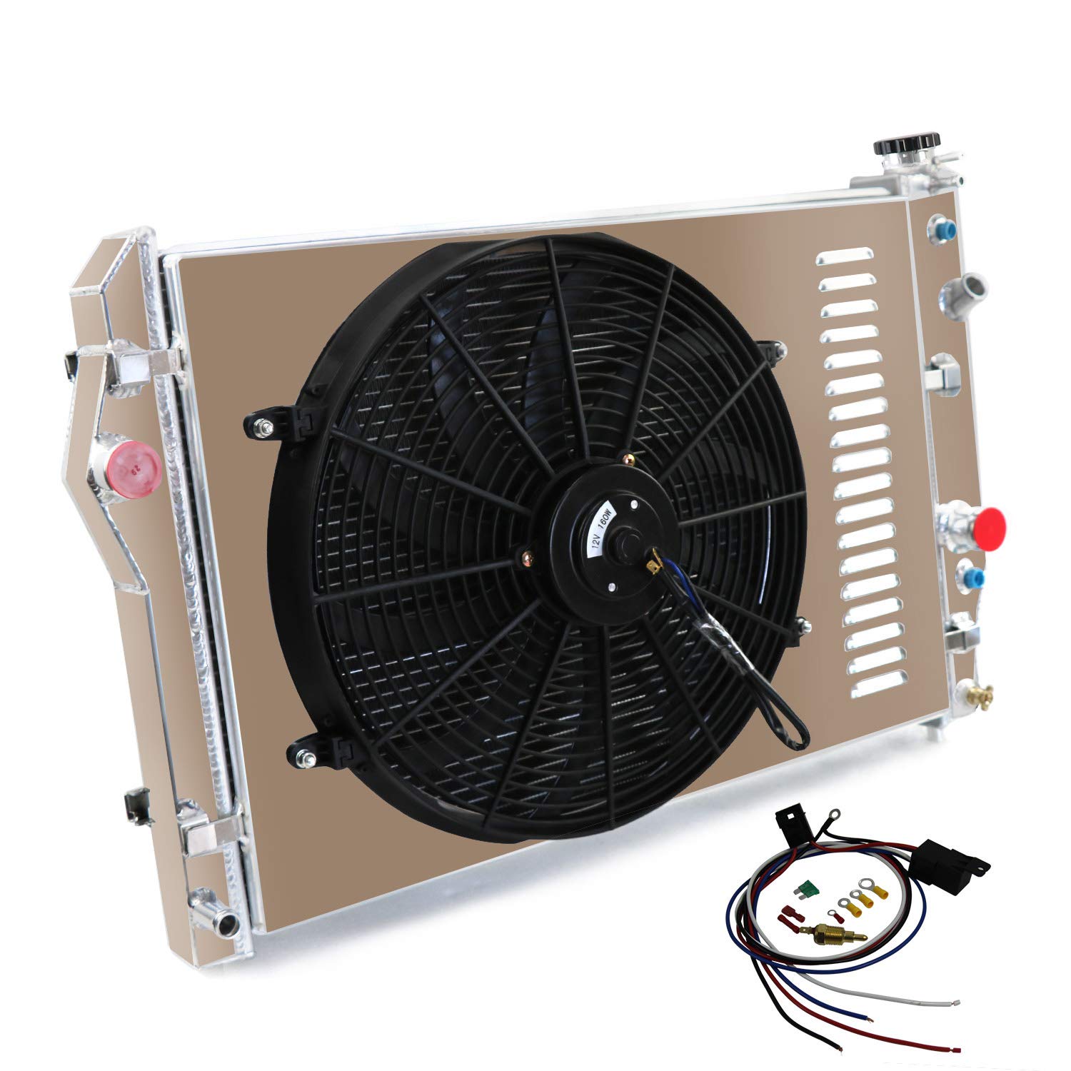 3 Row Radiator Fan Shroud for 1993-2002 Chevy Camaro Z28 / Pontiac Firebird 5.7l V8 350 Engine 1999 97 99 98 2001 95 96 w/Wiring Relay kit