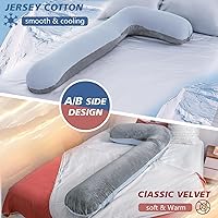 Vista 7 de AngQi Almohada de embarazo corporal, almohada de embarazo en forma de L para dormir de lado, almohada corporal de maternidad con funda de terciopelo
