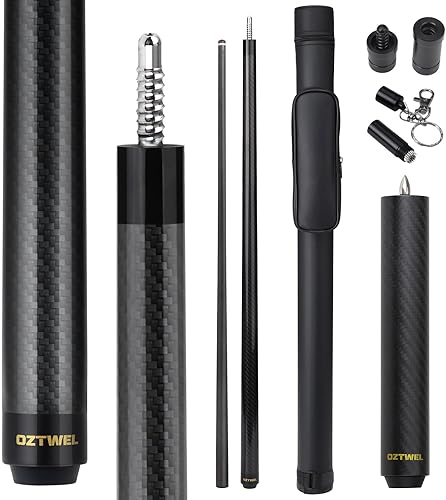 Miniatura 11 de Taco de piscina de fibra de carbono, 0.488 in, punta de 8 capas, baja desviación, palos de piscina profesionales para adultos con eje cónico