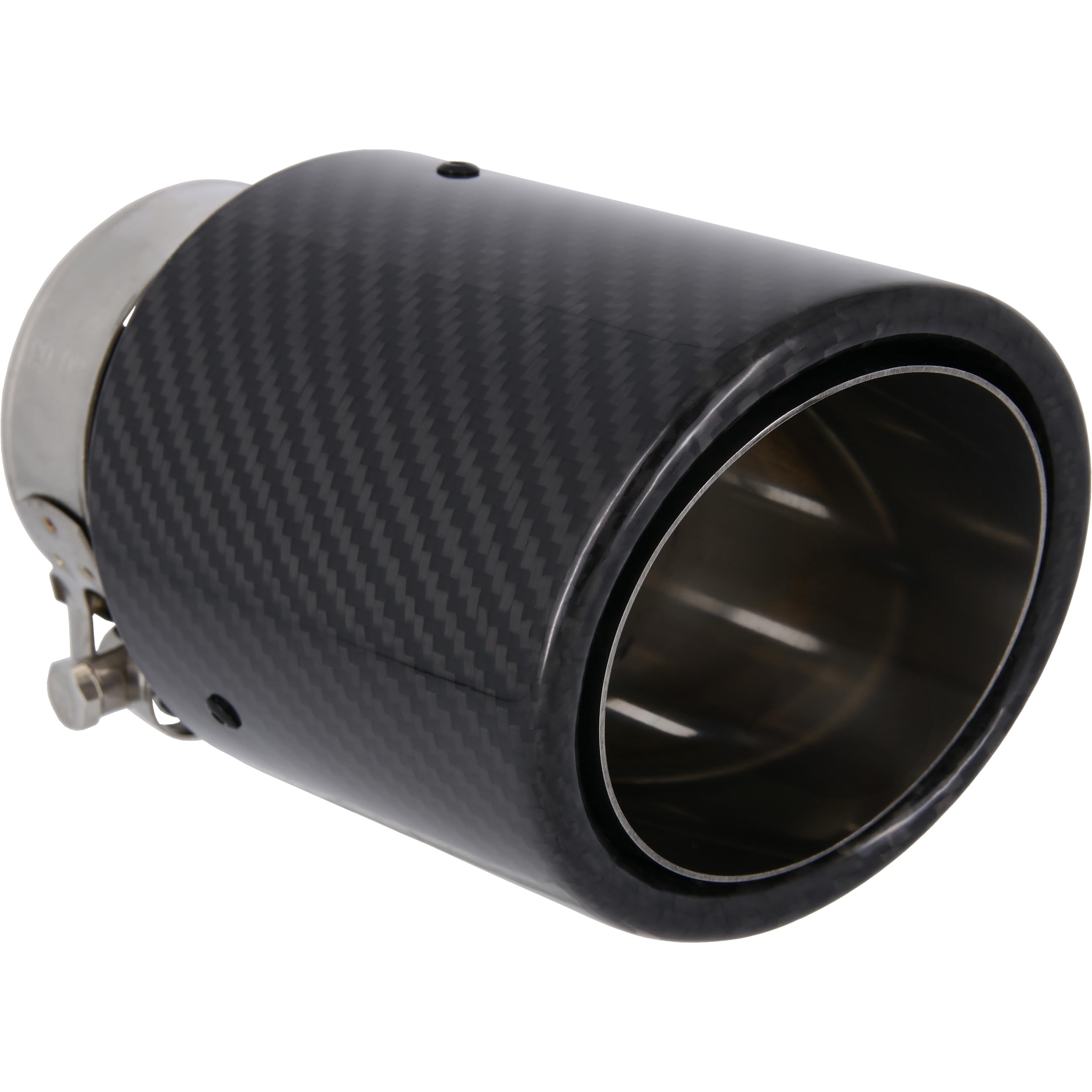 RECAMBO Auspuffblende schräg 150x90mm Edelstahl mit Carbon-Optik universal dezenter Sport-Look - einfache Montage - fester Sitz - aufwertende Heckoptik - langlebige Oberfläche - sauberes Finish