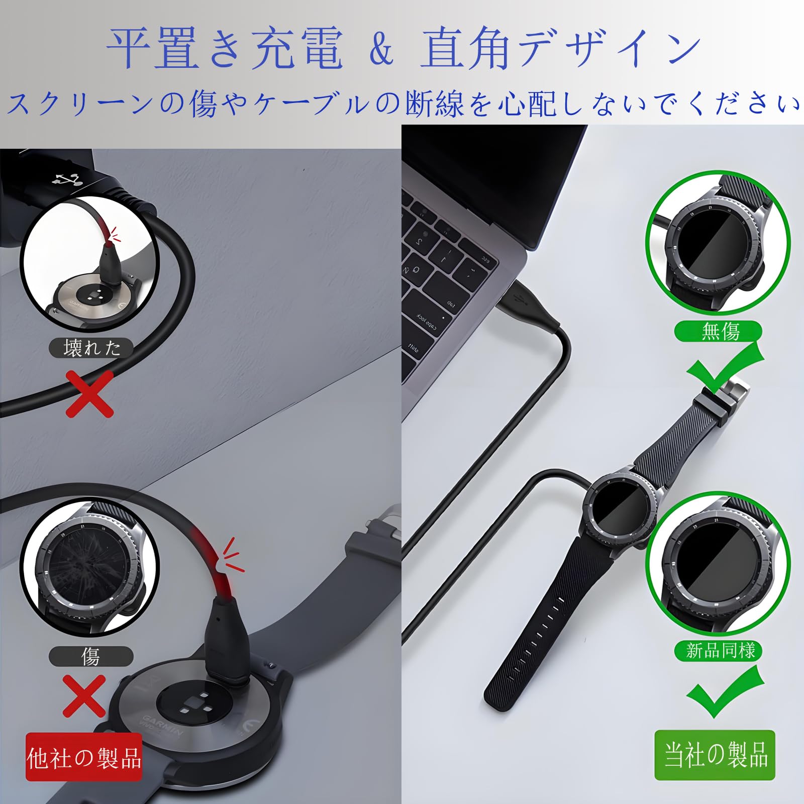 Amazon.co.jp: ガーミン充電ケーブル L字型 2本 1m GARMINスマート