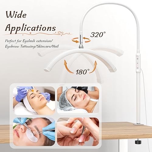 Miniatura 4 de Luz de media luna con abrazadera, lámpara de mesa LED de manicura, lámpara de escritorio para escritorio de uñas, extensiones de pestañas, cuidado