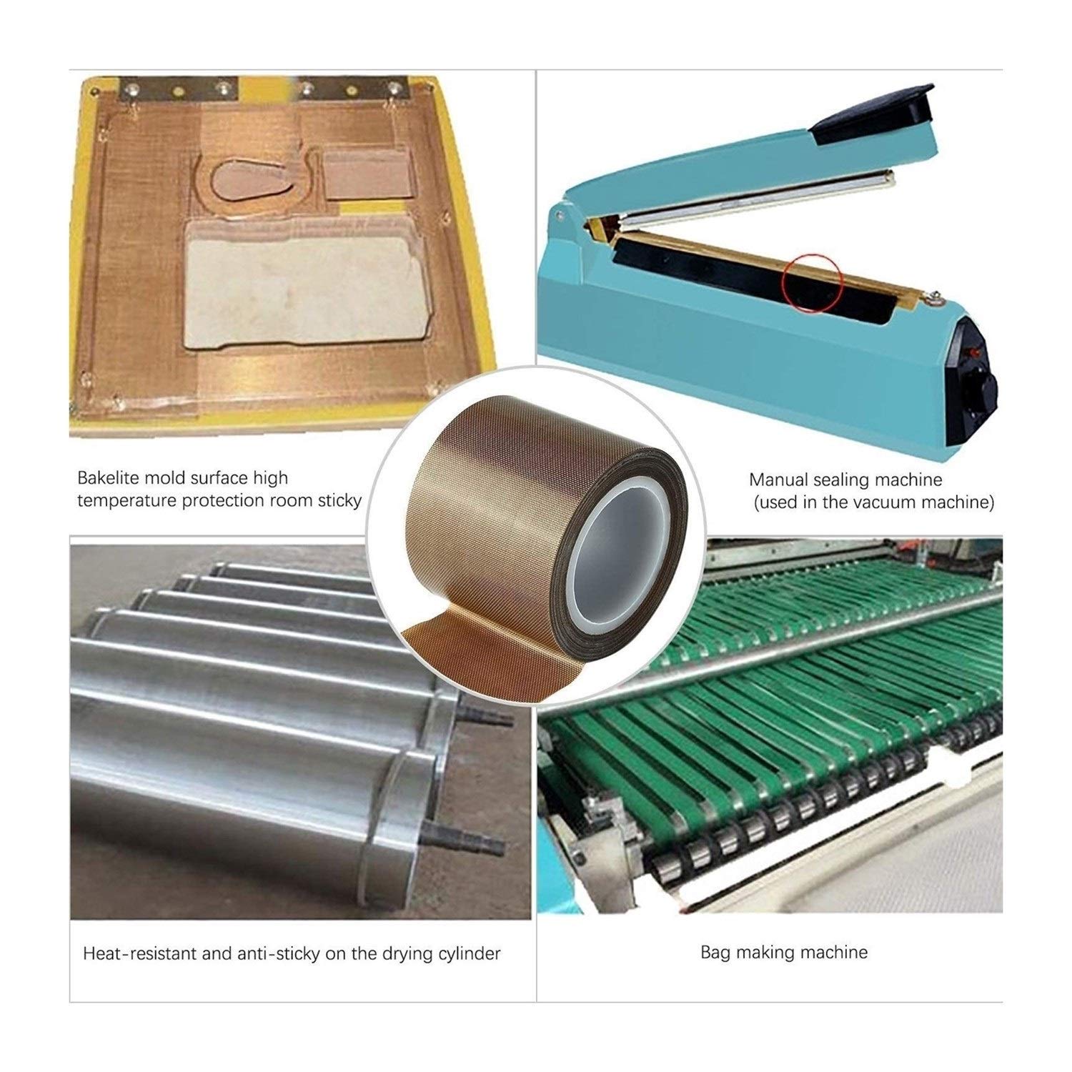 Accesorios Para Herramientas De Bricolaje Cinta De Ptfe Cinta De Teflón Cinta Resistente A Altas Temperaturas Ignífuga Y Aislante Del Calor Para Máquinas Selladoras Al V,0.13-25mm widex10m long