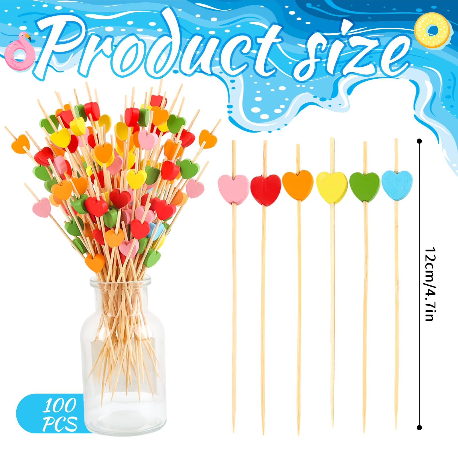 100 Pcs Brochettes à Cocktail, Brochettes à Doigt, Brochettes