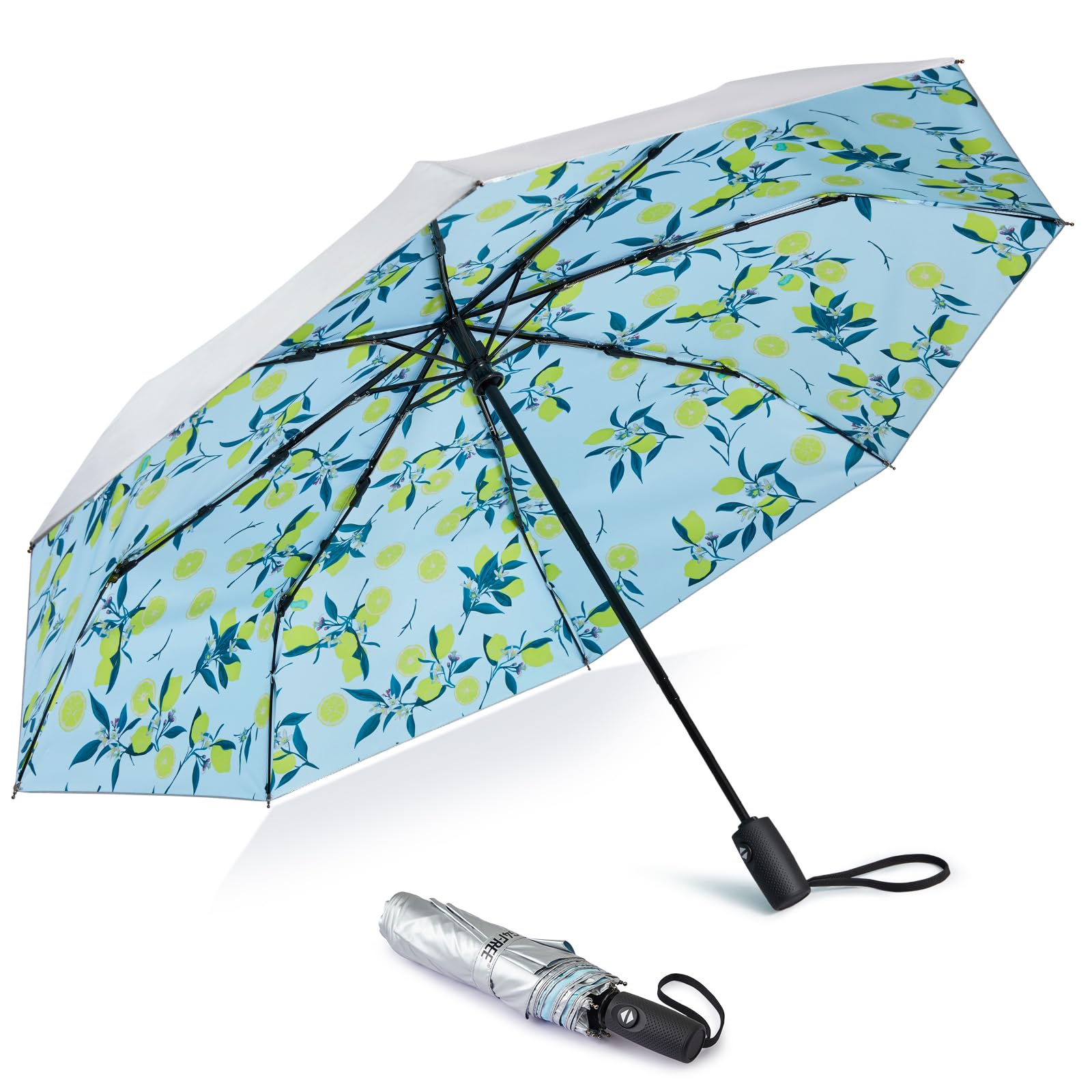G4Free UPF 50+ UV Protection Large Travel Umbrella 46 Inch Auto Open Close Windproof Sun Blocking Umbrella