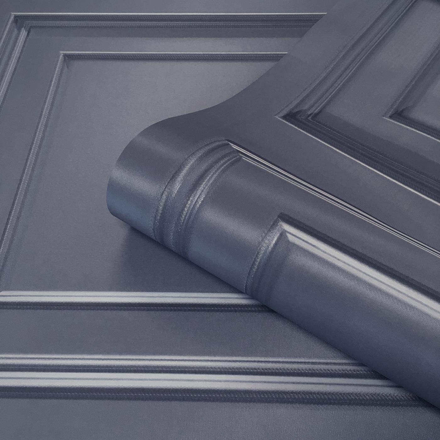 Yöl Navy - Full Roll Navy Full Roll Amara Wood Panel Effect Wallpaper Textured Vinyl