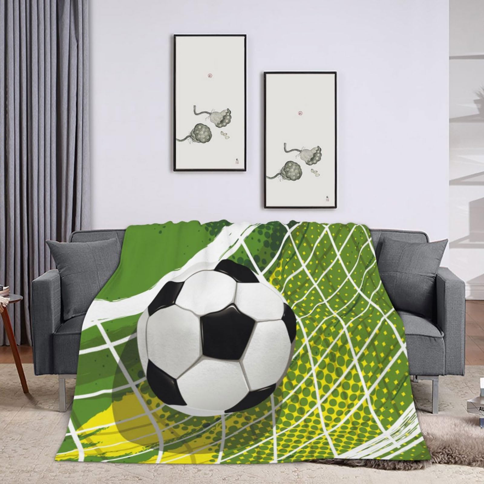 Przytulny koc dla chłopców, 150 x 200, koc do piłki nożnej dla dzieci, do uprawiania sportu, ciepły koc na sofę, koc flanelowy do łóżeczek dziecięcych (C, 150 x 200 cm)